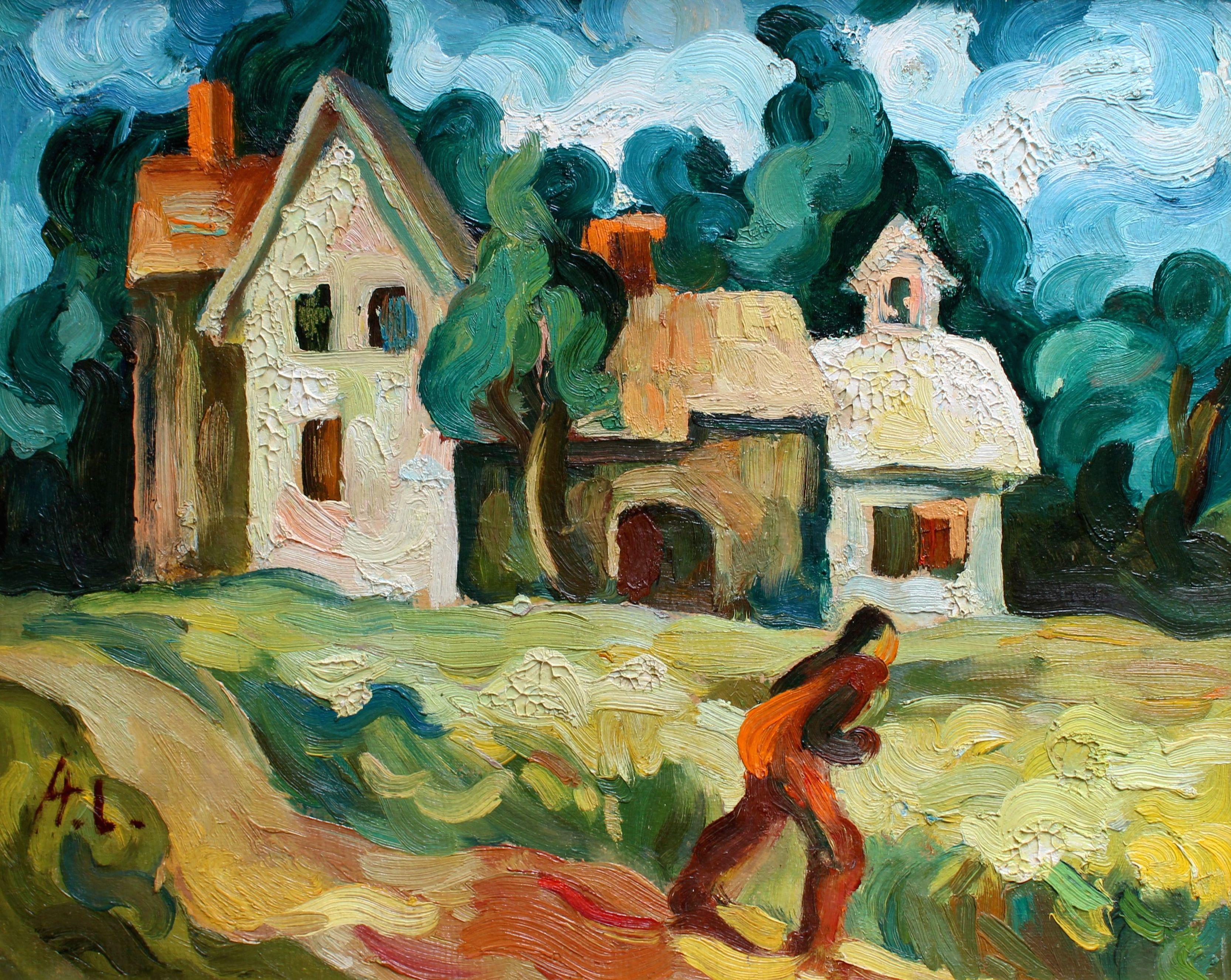 Une promenade dans le vent vif  Huile sur carton, 48x60 cm