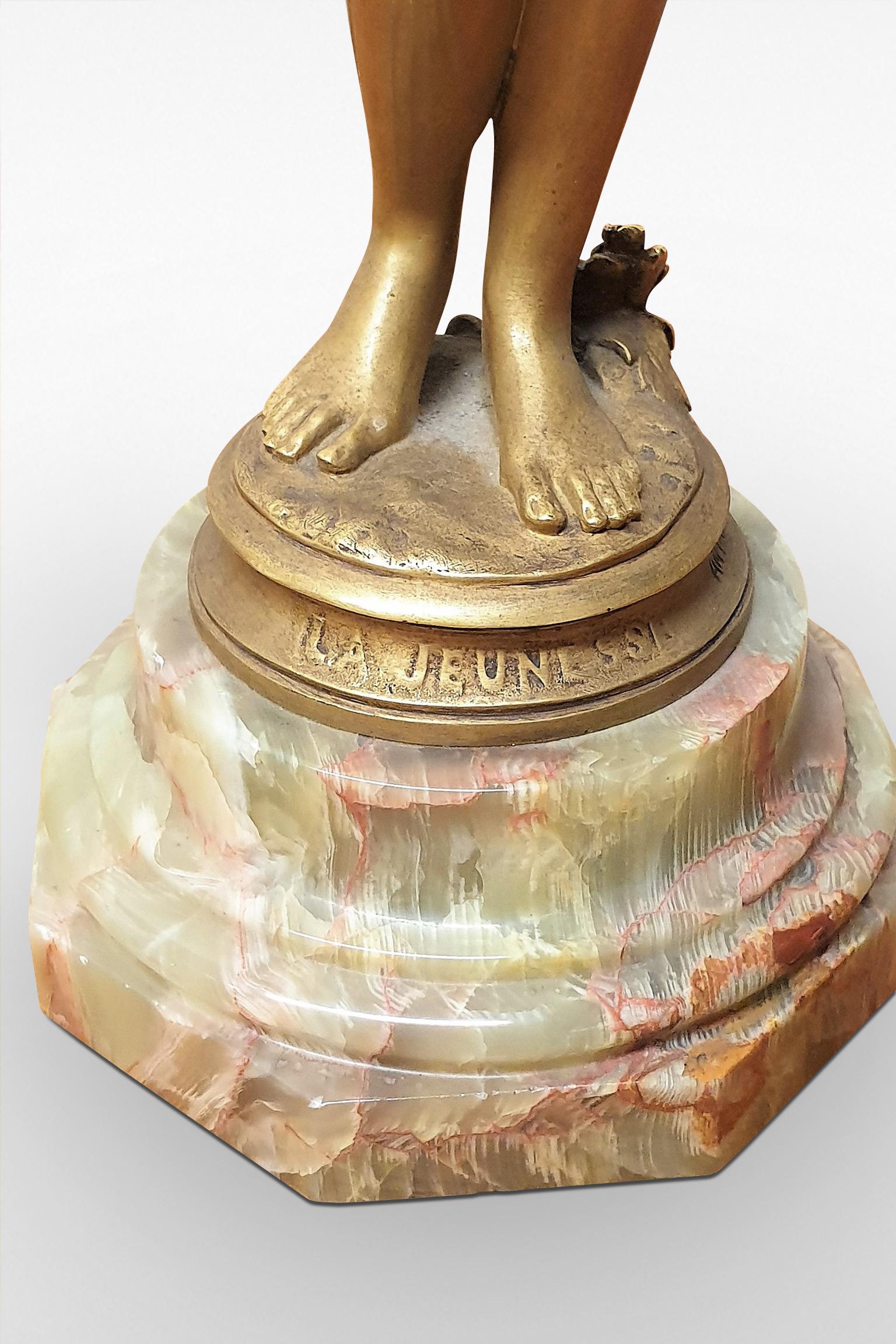 Antonin Carles Art Noueveau Bronze 'La Jeunesse' In Good Condition For Sale In Edenbridge, Kent