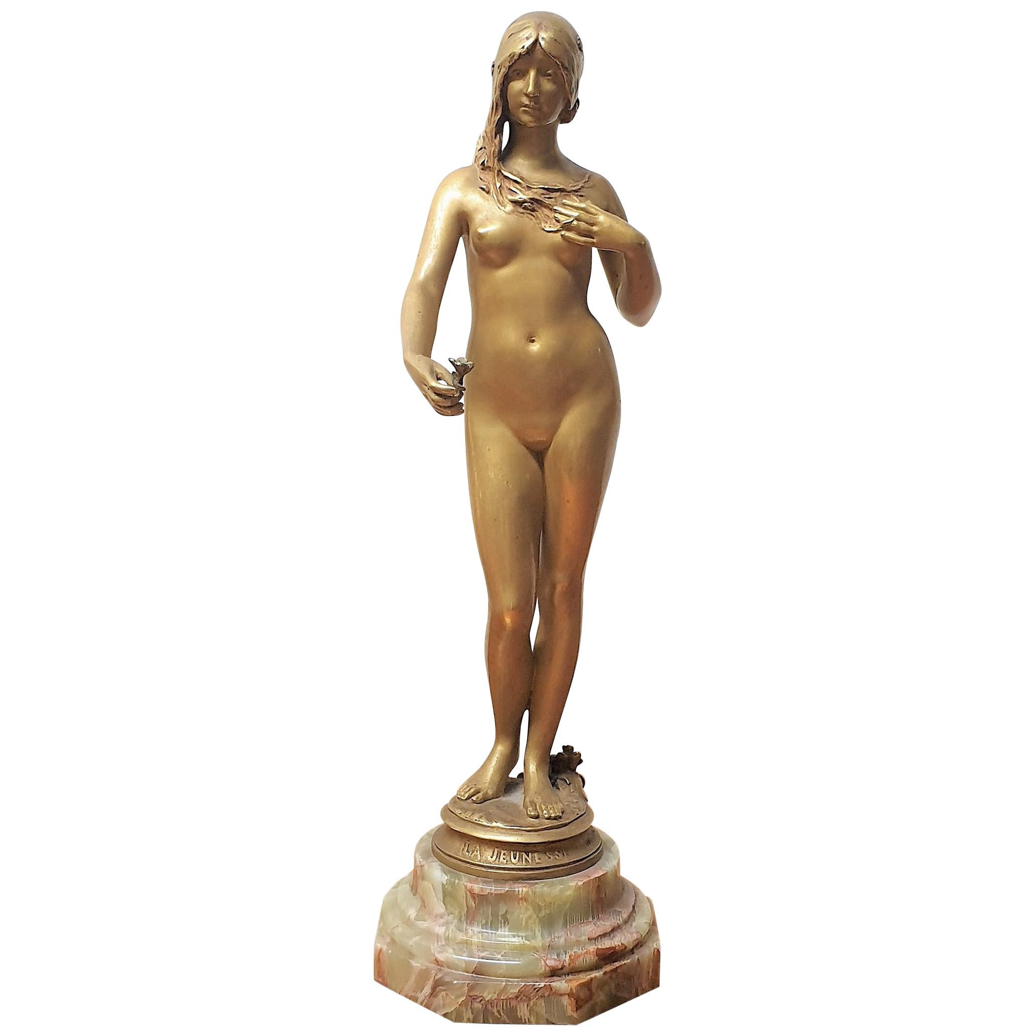 Antonin Carles Art Noueveau Bronze 'La Jeunesse' For Sale