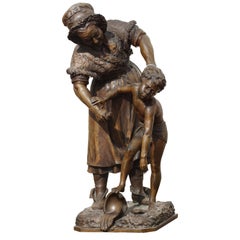 Antonin Guéton eine seltene und schöne Figurengruppe aus patinierter Bronze