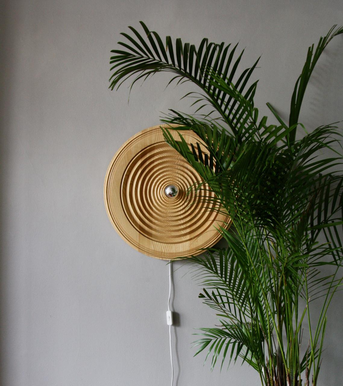 Czech Antonín Hepnar Large Carved Oak Wall Light
