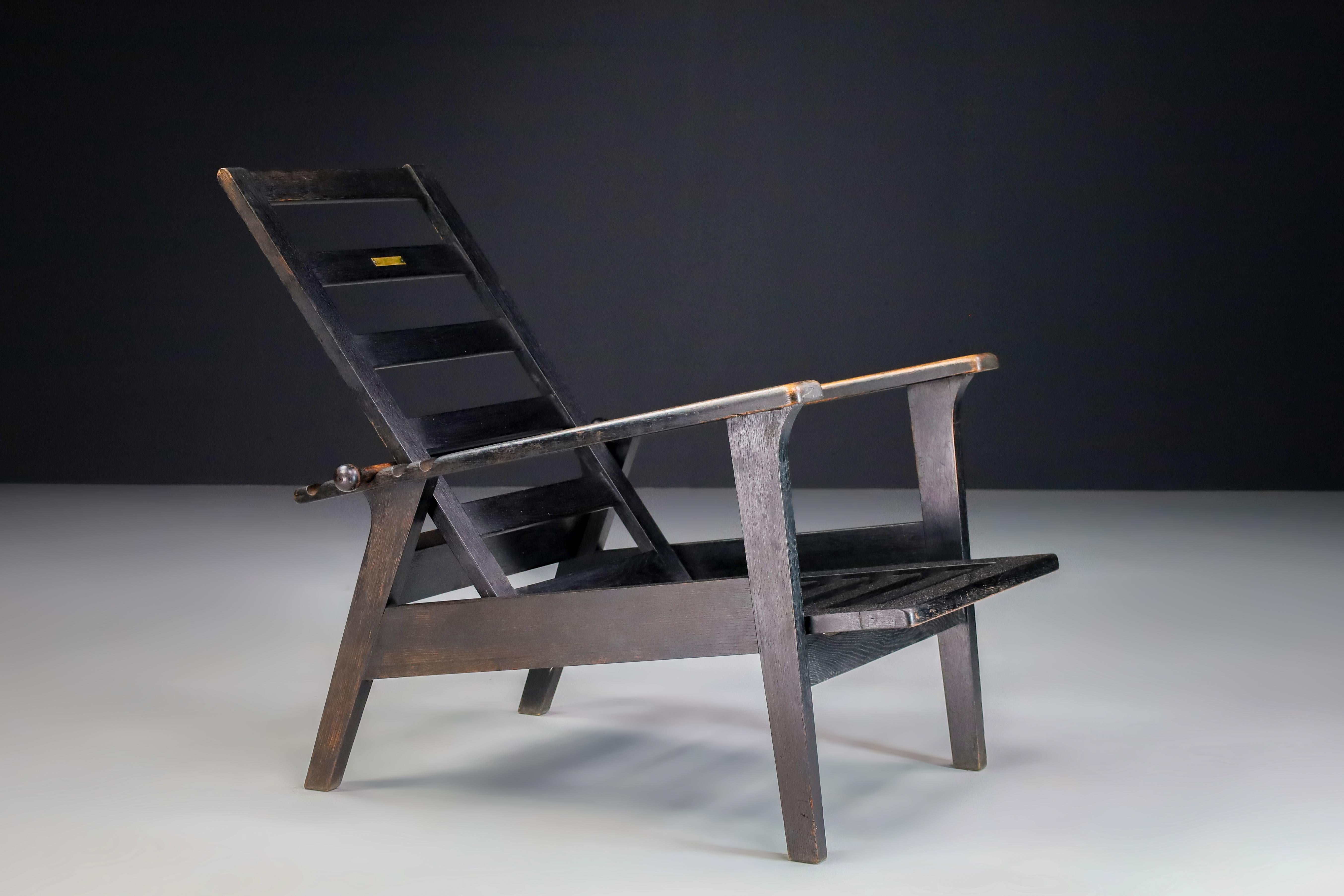 Antonin Heytum Adjustable Lounge Chairs in Oak, Praque 1930s  For Sale 4