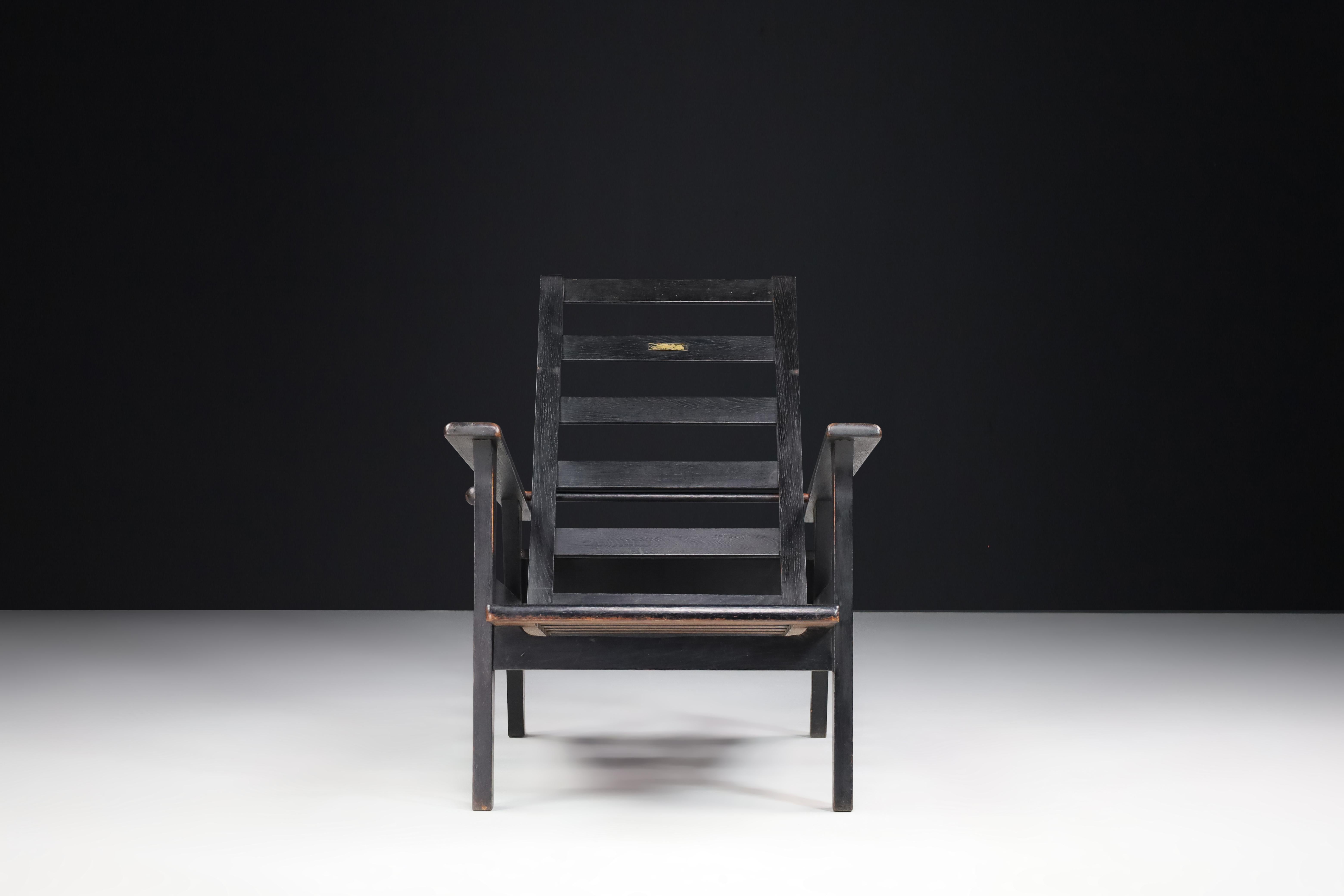 Antonin Heytum Adjustable Lounge Chairs in Oak, Praque 1930s  For Sale 9