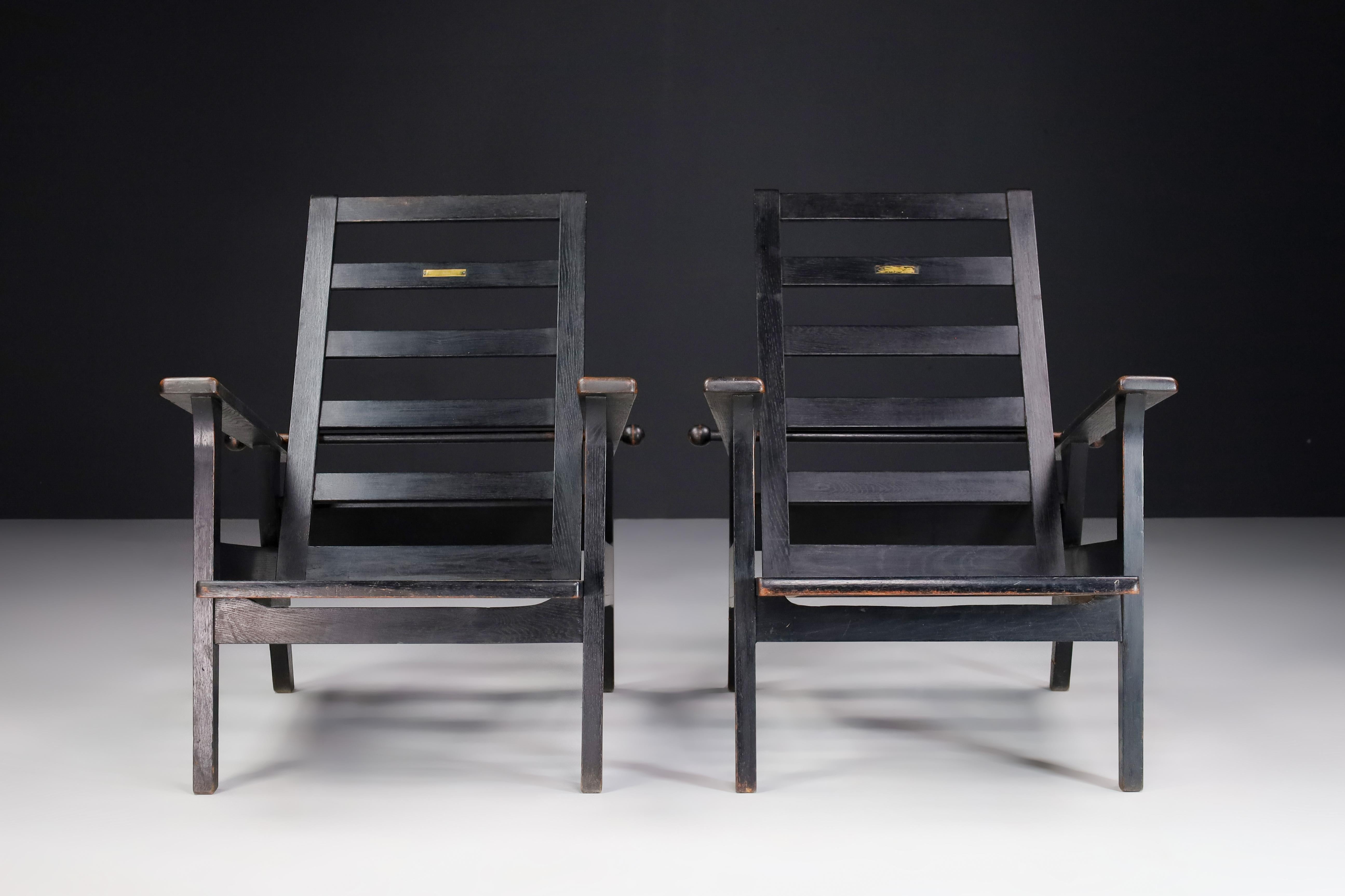 Antonin Heytum Adjustable Lounge Chairs in Oak, Praque 1930s  For Sale 1