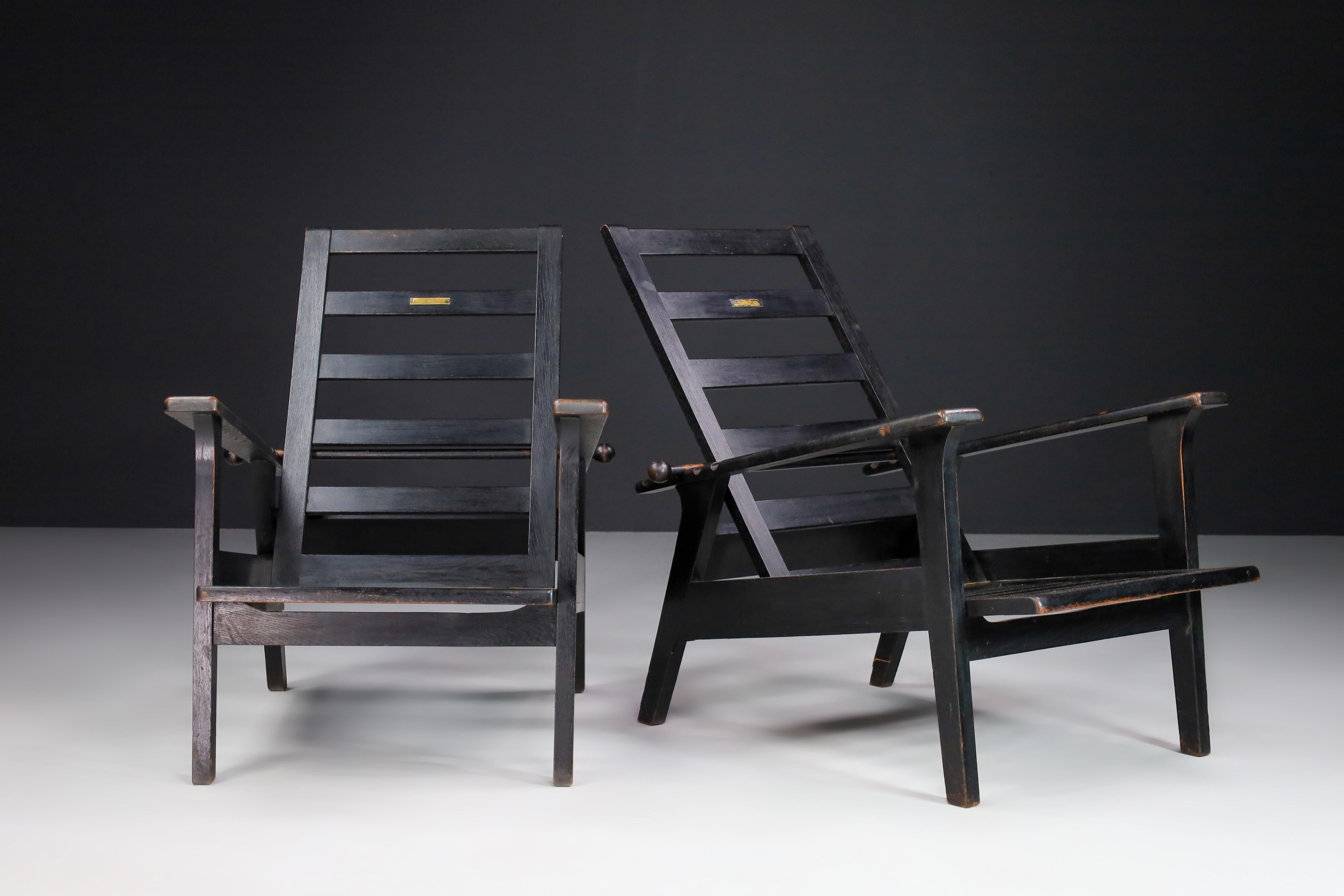 Antonin Heytum Adjustable Lounge Chairs in Oak, Praque 1930s  For Sale 3