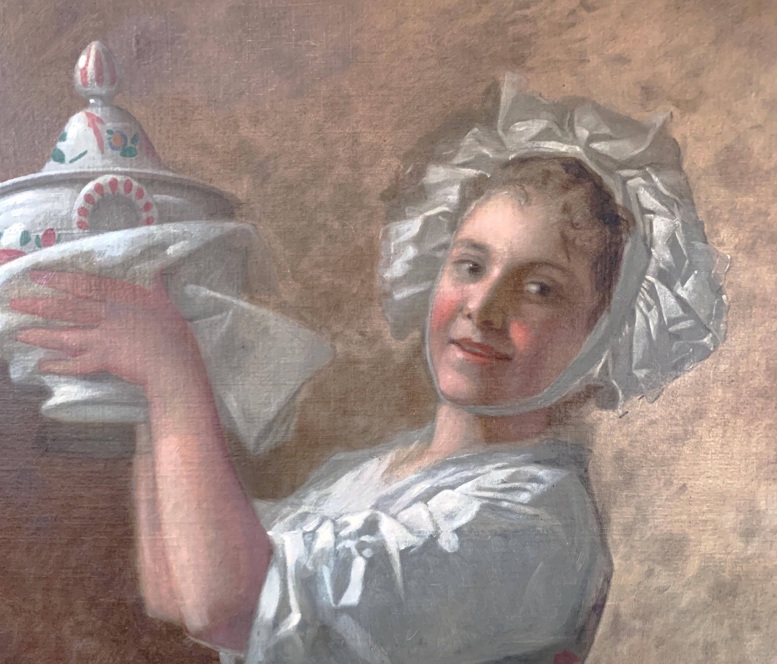 La Servante Antonin Marie Chatinière (1828/1916) - Marron Figurative Painting par Antonin Marie Chatiniere