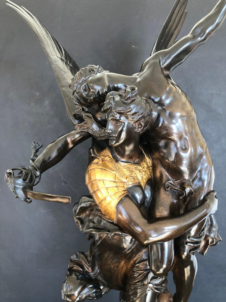 Antonin Mercie, French Gloria Victis 19th Century Bronze Sculpture at