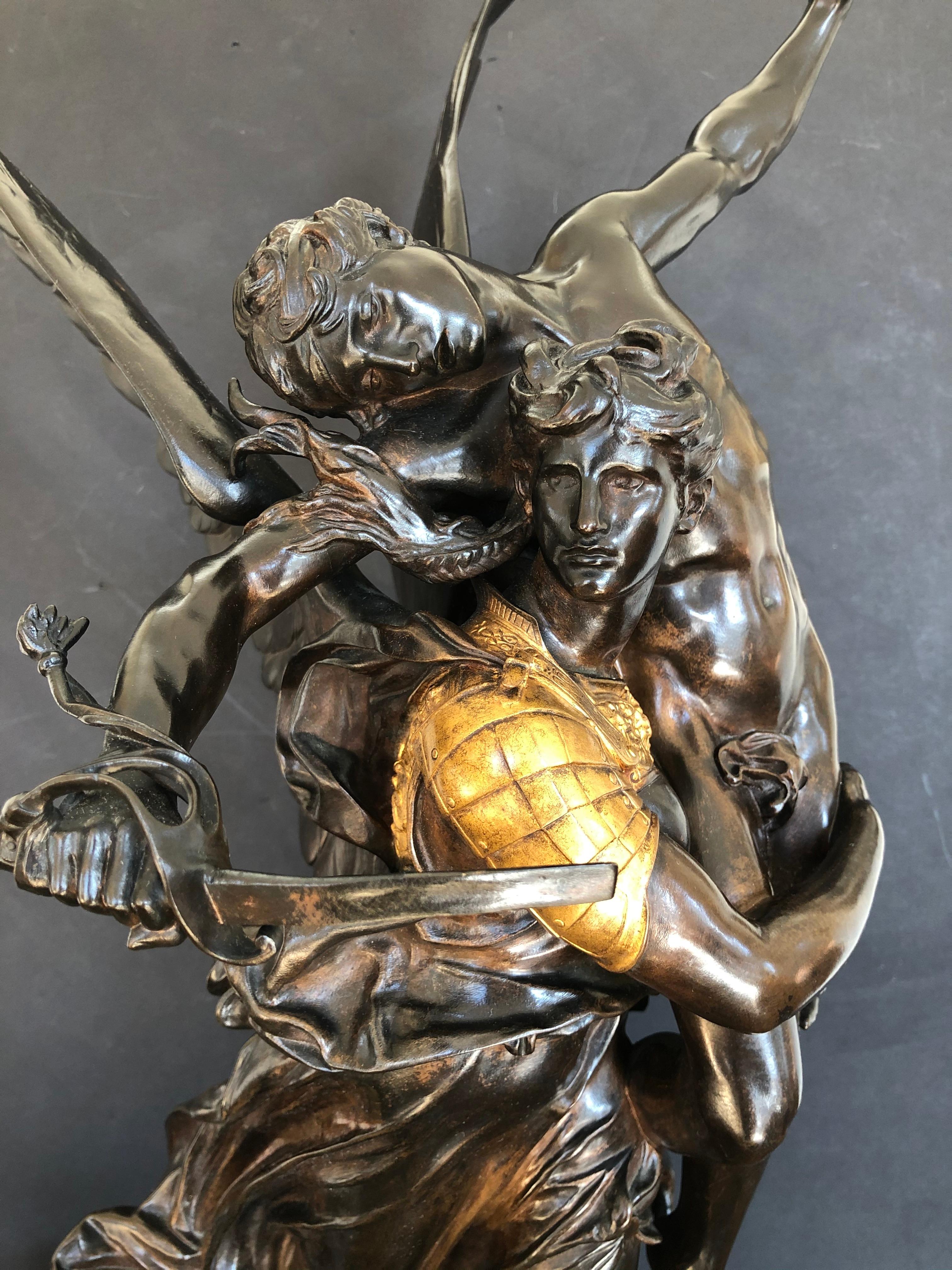 Cast Antonin Mercie, French Gloria Victis 19th Century Bronze Sculpture