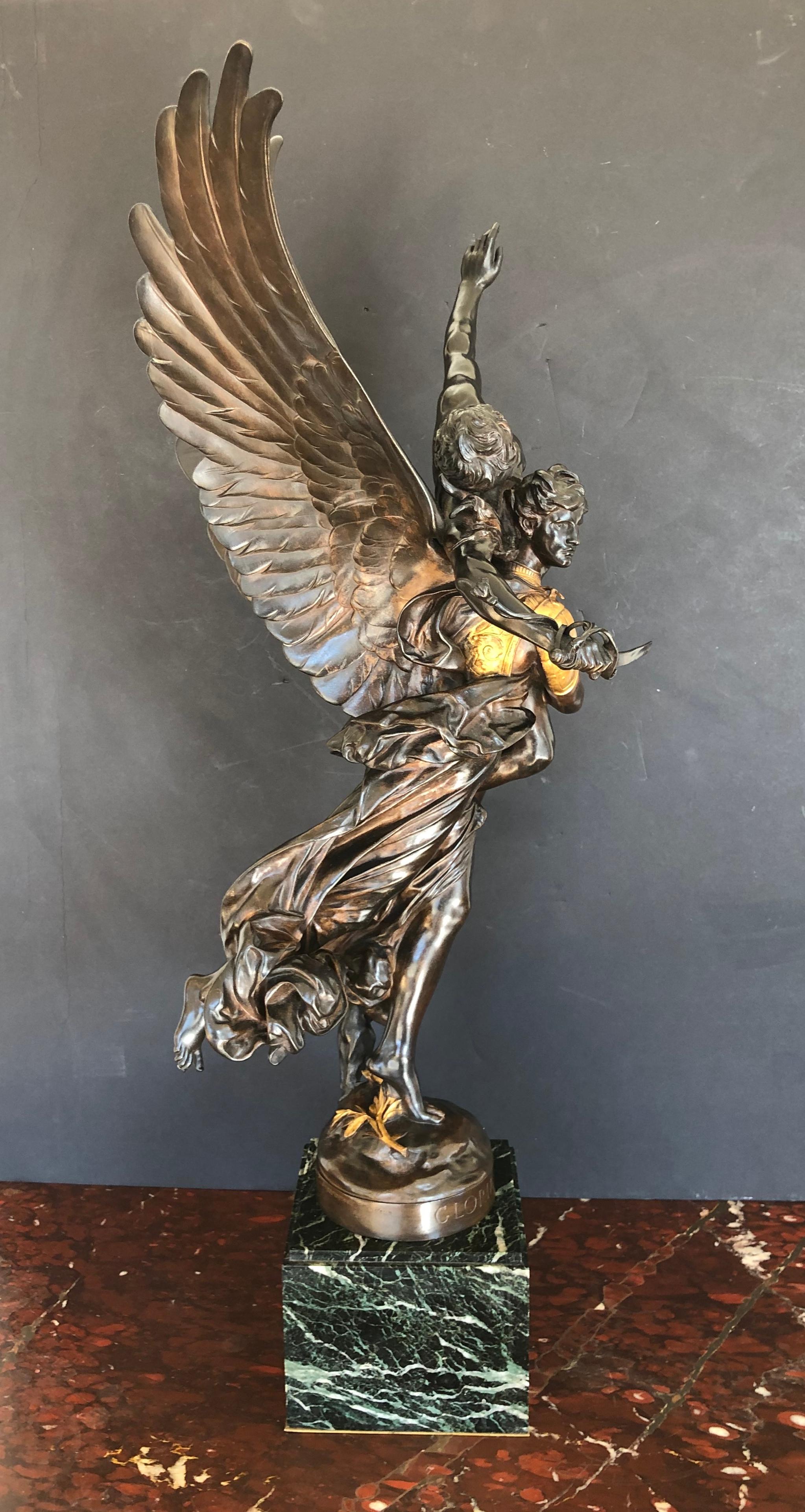 Late 19th Century Antonin Mercie, French Gloria Victis 19th Century Bronze Sculpture