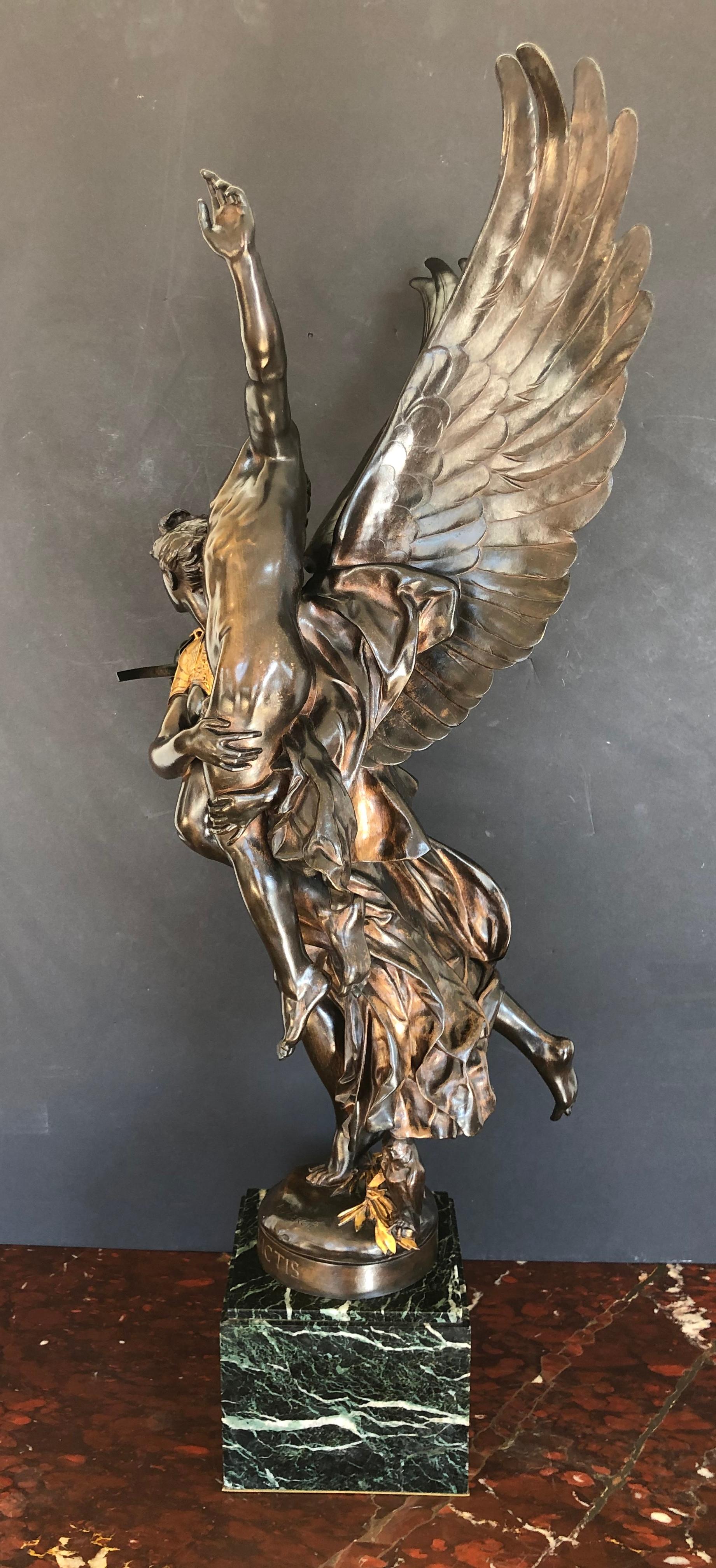 Gold Plate Antonin Mercie, French Gloria Victis 19th Century Bronze Sculpture