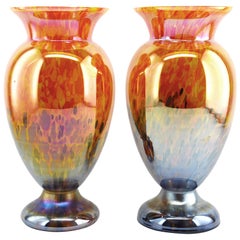 Paire de vases en verre soufflé Antonin Rückl:: années 1920
