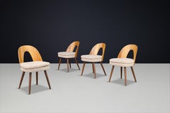 Antonin Suman für Tatra, Esszimmerstühle aus Nussbaum und Teddy-Polsterung, 1960er-Jahre