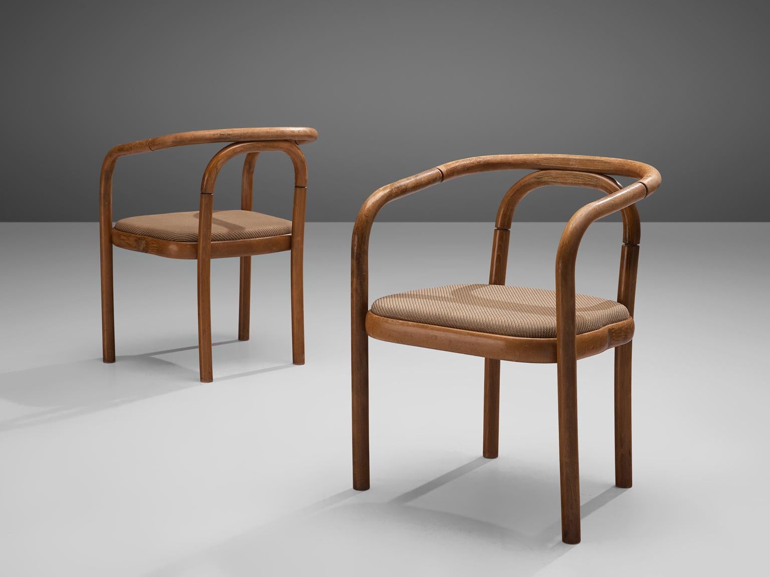 Lacquered Antonin Suman for TON Armchairs ‘E4309’ in Beech and Fabric Upholstery