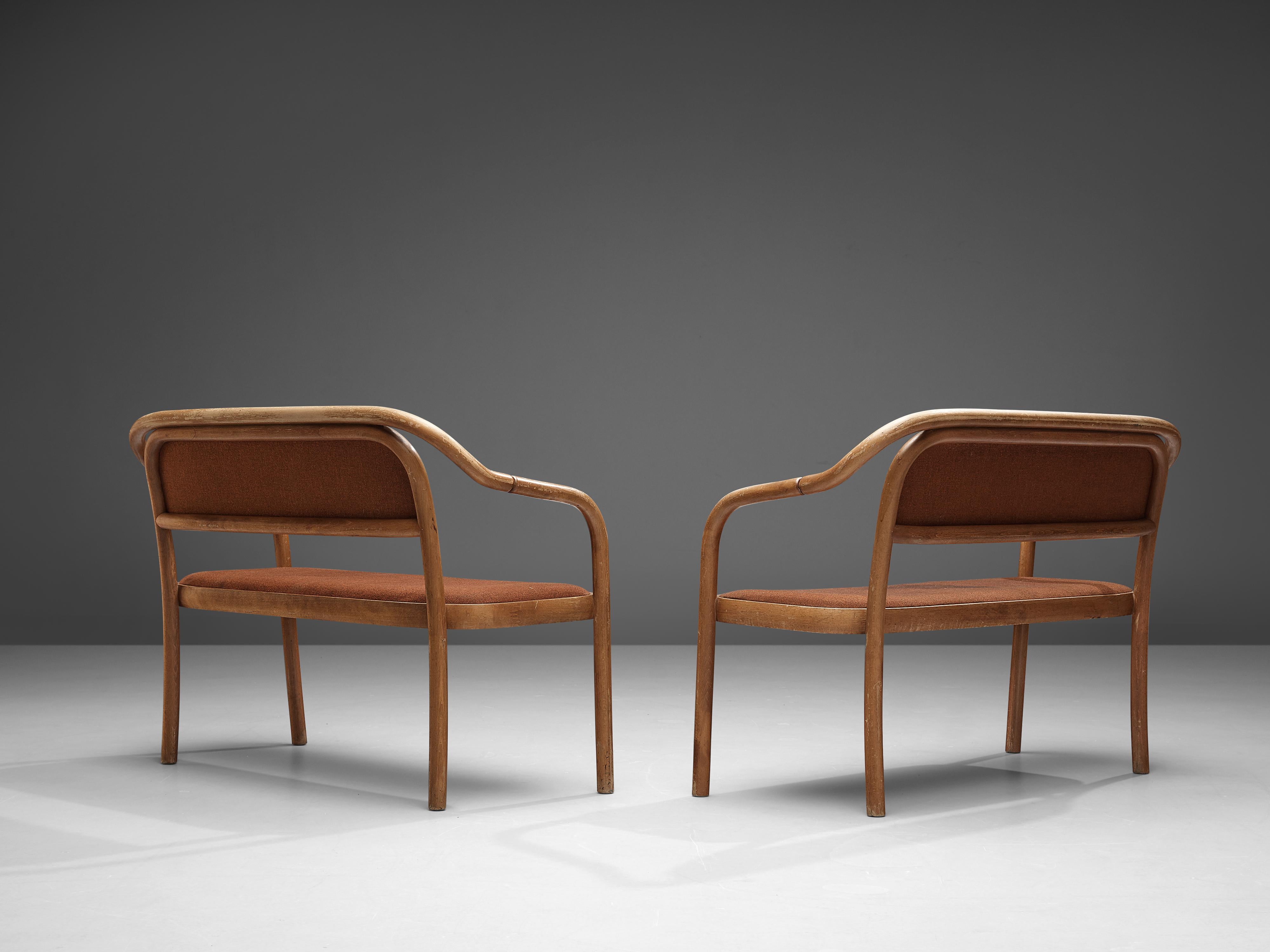 Antonín Šuman for TON, benches, bentwood, fabric upholstery, Czech Republic, 1977

Admirable benches designed by Antonín Šuman and manufactured by TON in the 1970s. The bench features a wonderful bentwood frame. Engraved rings add a subtle detail