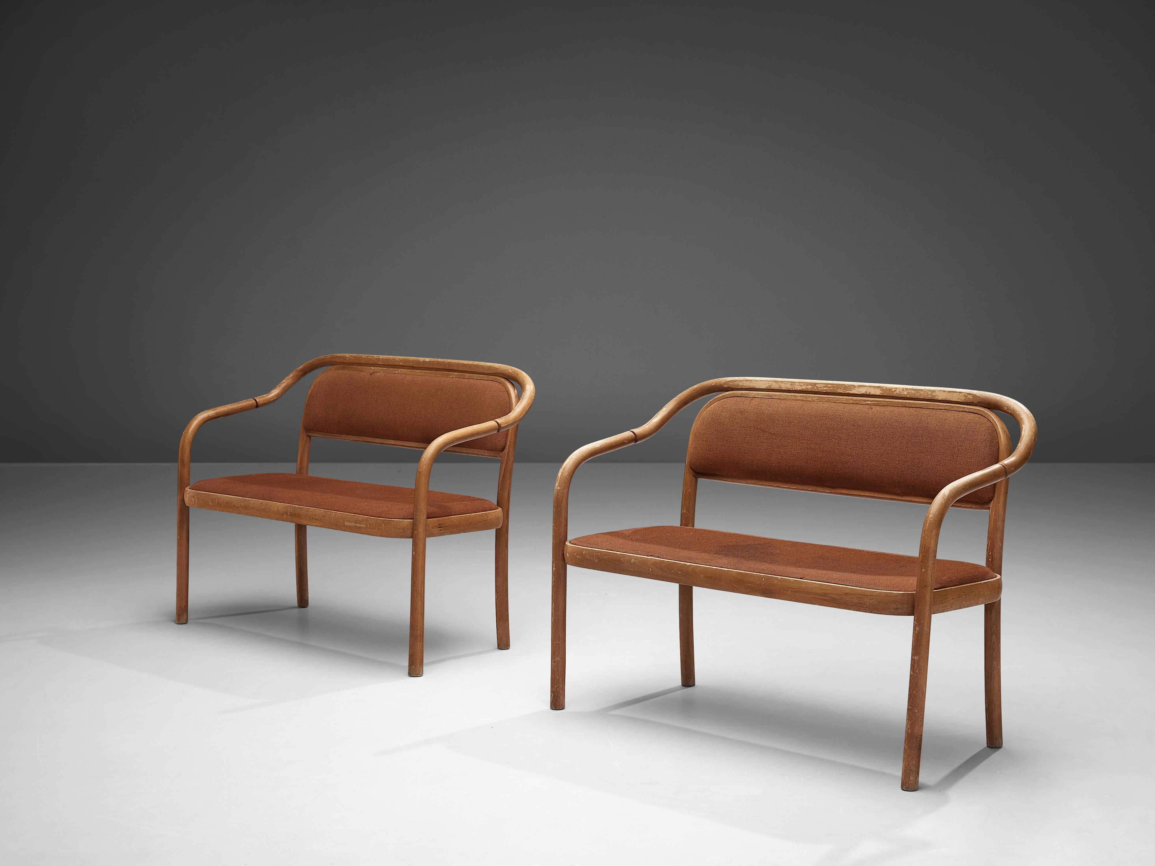 Czech Antonín Šuman for TON Benches in Bentwood and Fabric