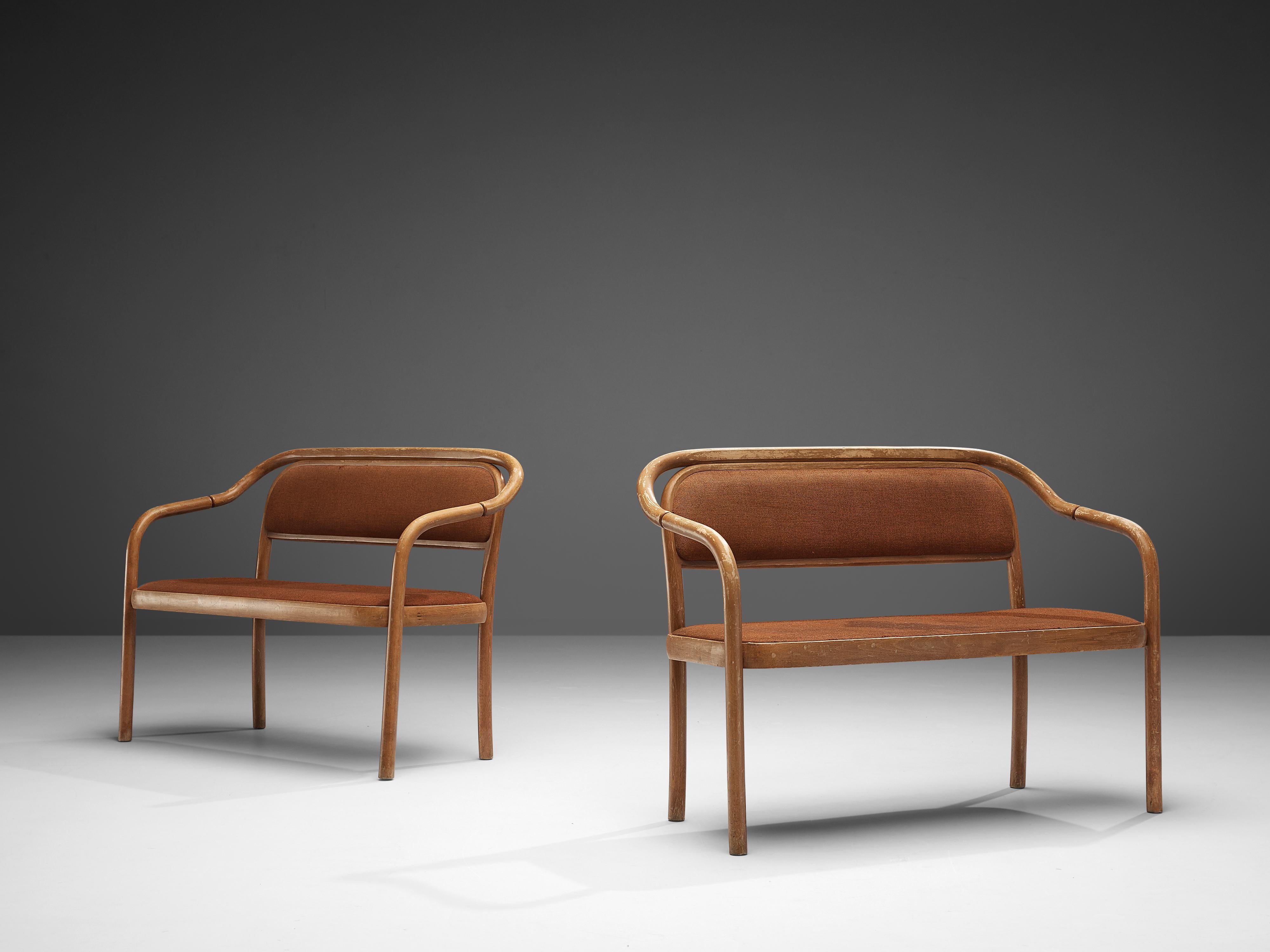 Late 20th Century Antonín Šuman for TON Benches in Bentwood and Fabric