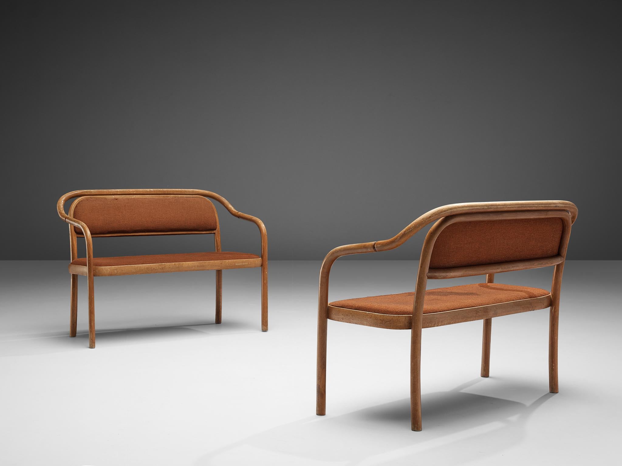 Antonín Šuman for TON Benches in Bentwood and Fabric  For Sale 1