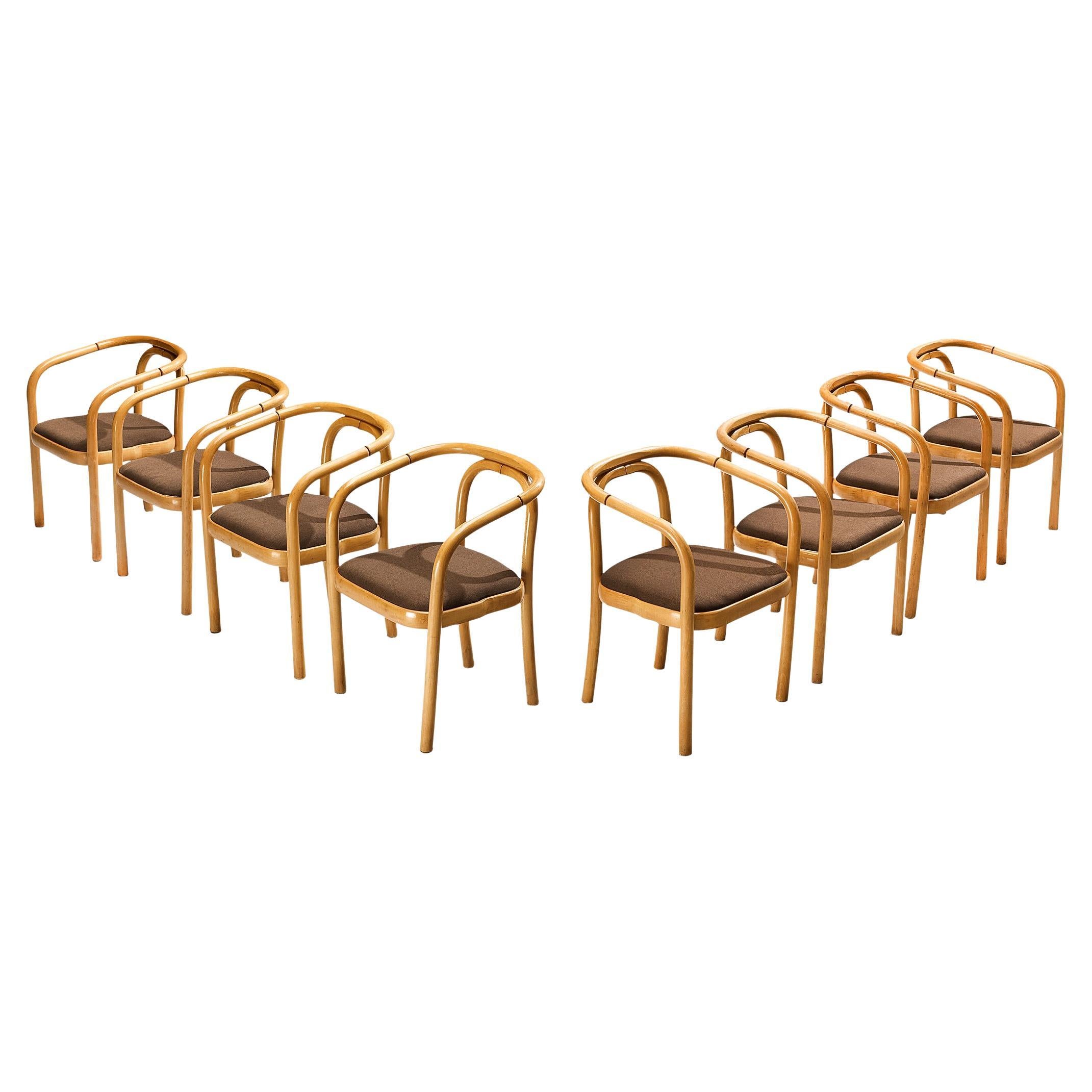 Ensemble de huit fauteuils en tissu beige Antonin Suman pour Ton