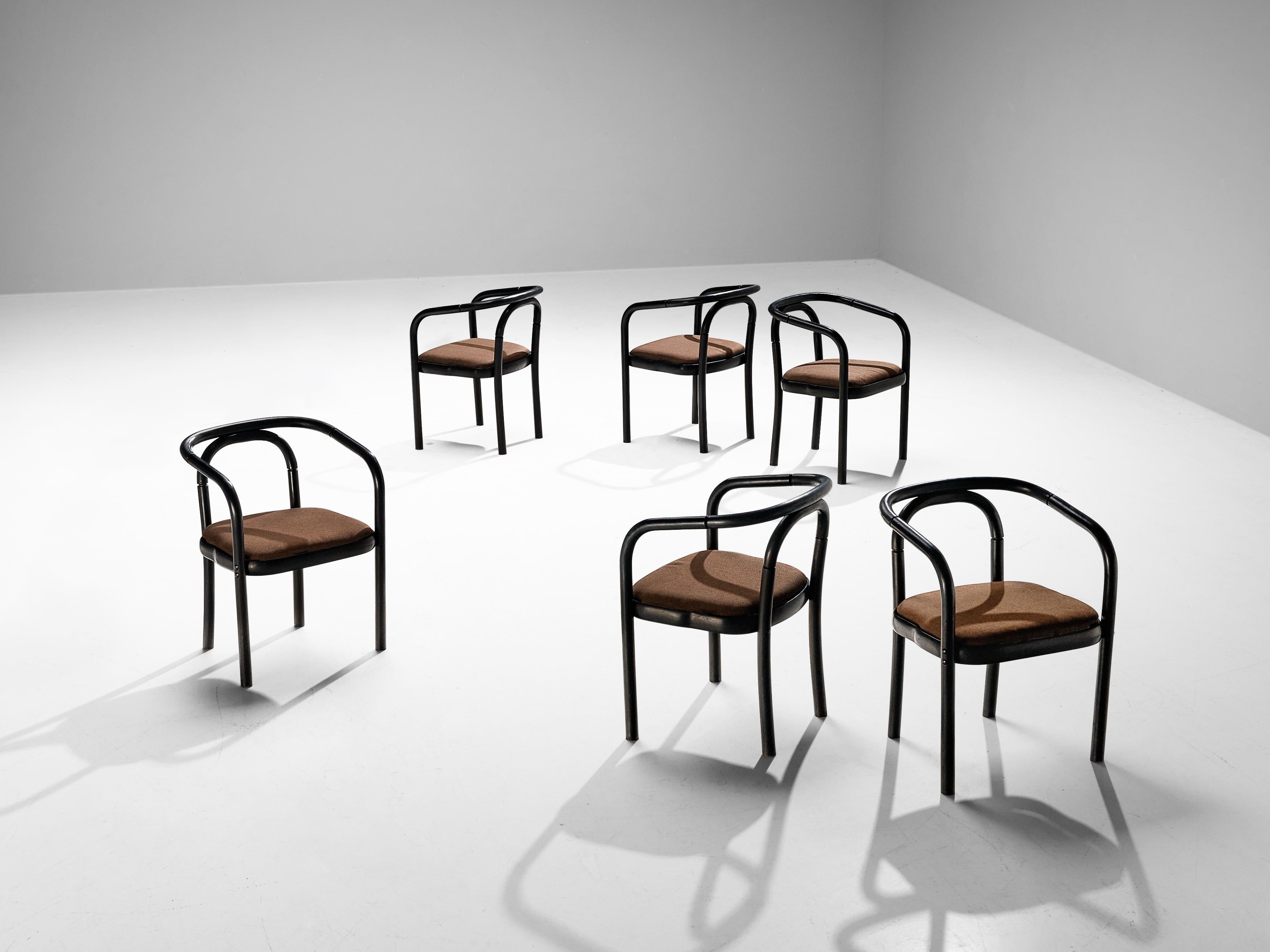 Antonin Suman pour TON Ensemble de six fauteuils en bois laqué noir  en vente 3