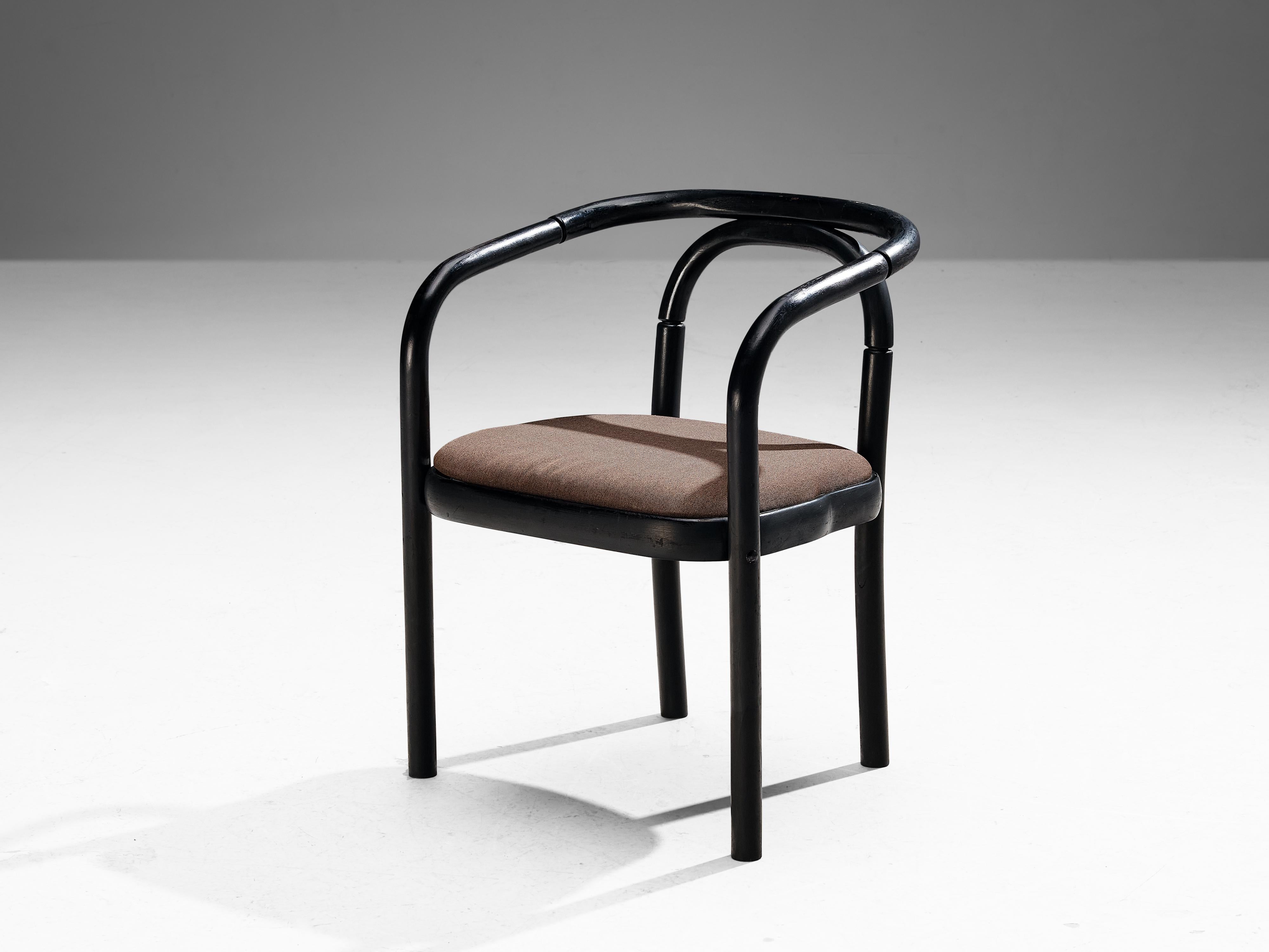 Late 20th Century Antonin Suman for TON Set of Six Armchairs in Black Lacquered Wood  For Sale