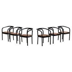 Antonin Suman for TON Set of Six Armchairs in Black Lacquered Wood