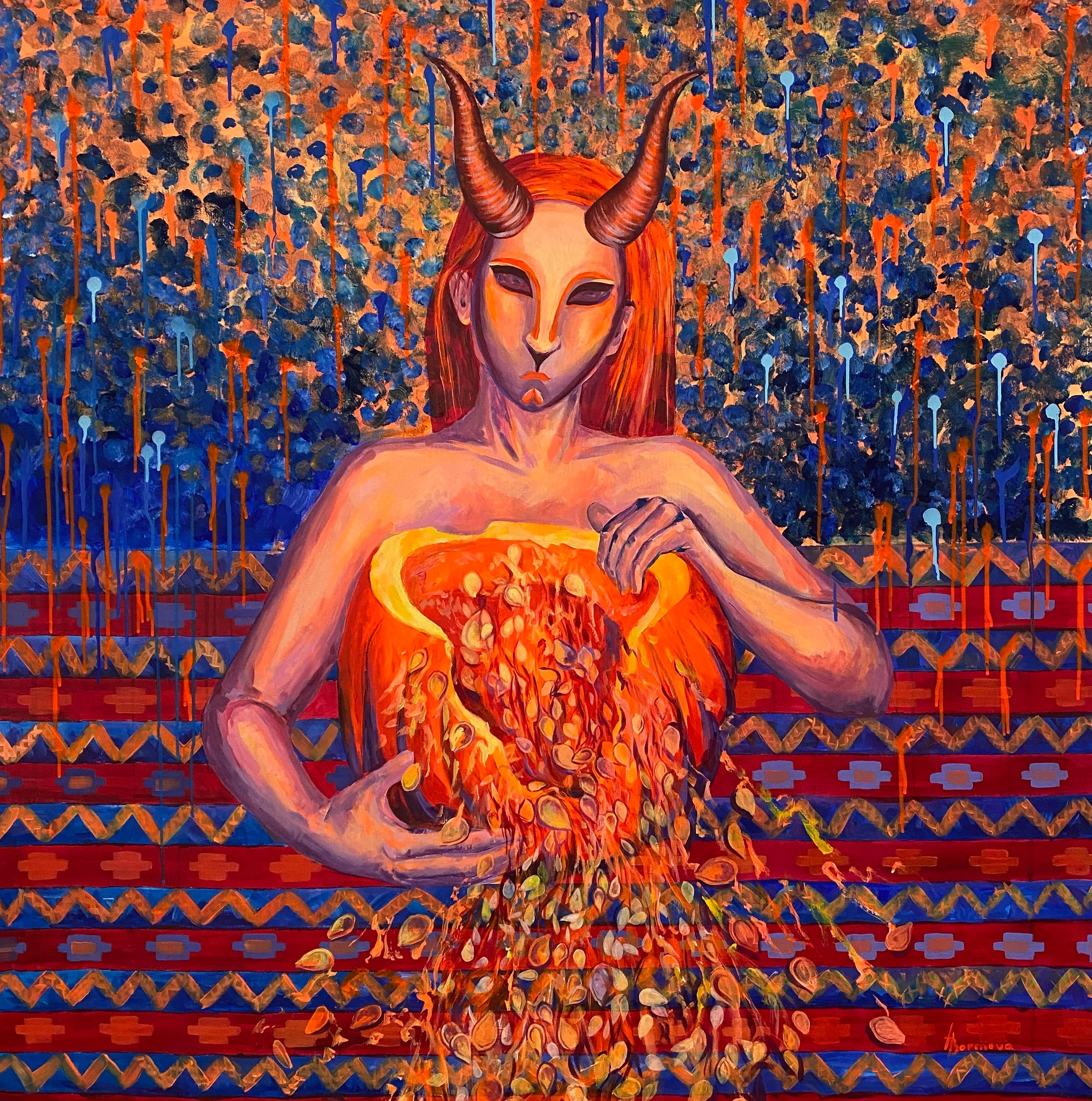 Antonina Bormova  Figurative Painting - The Nativity Goat