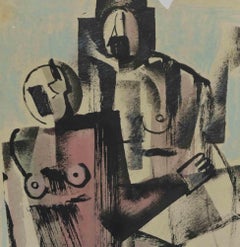 Personnages Constructiviste - Técnica mixta de Antonina Sofronova - Años 20
