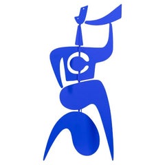 Antonine de Saint Pierre. Blaue Bugler-Skulptur. Zeitgenössisch.