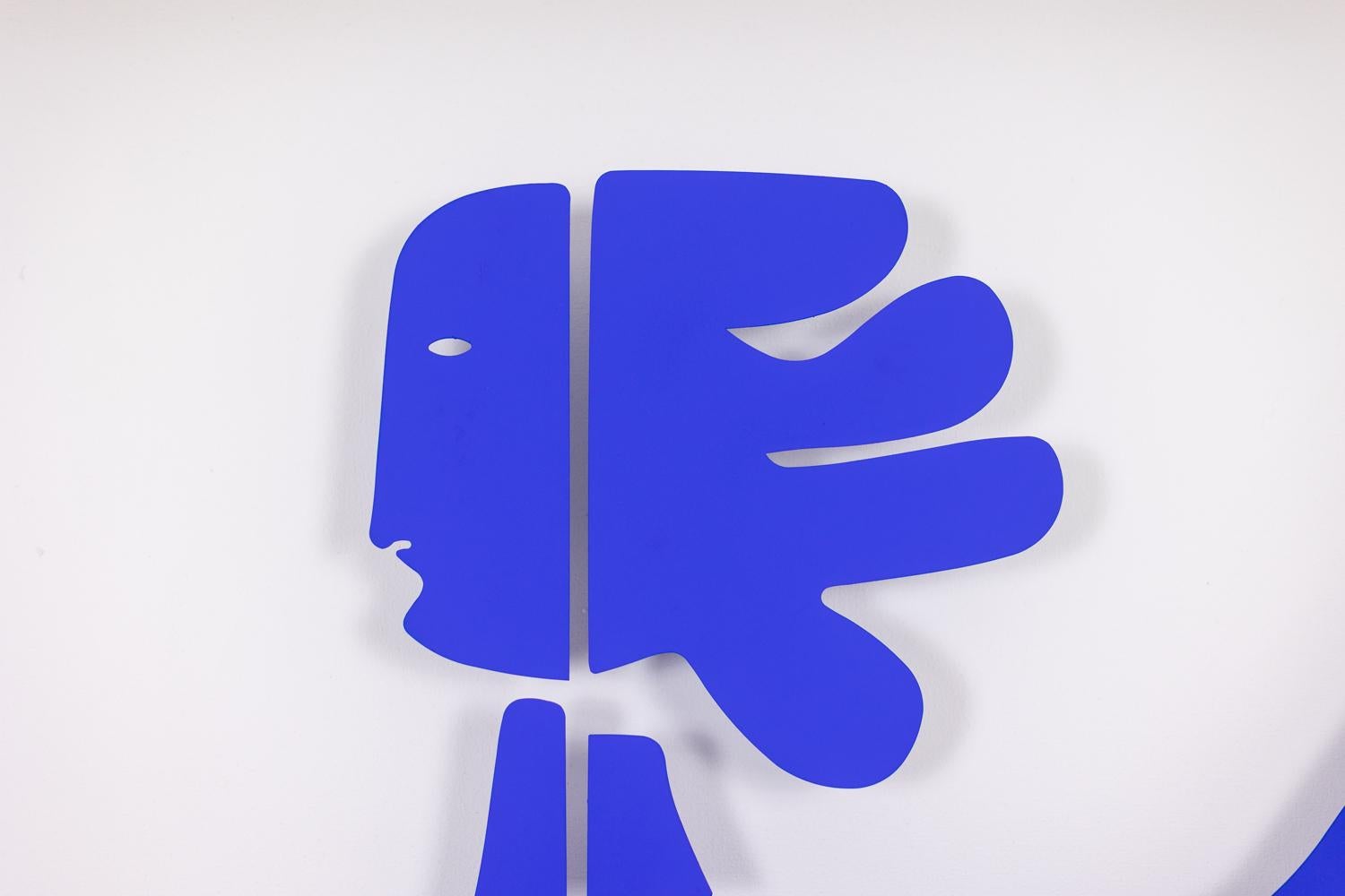 Antonine de Saint Pierre Blue lacquered metal panel. Contemporary Francés en venta