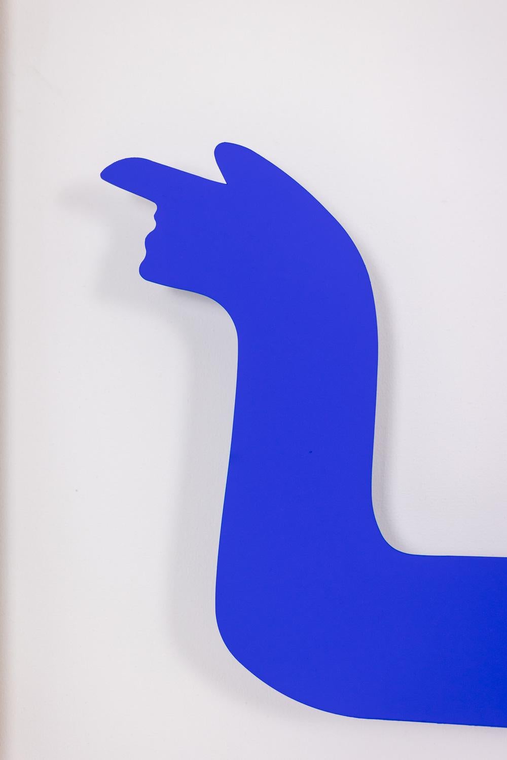 Antonine de Saint Pierre Blue lacquered metal panel. Contemporary Metal en venta