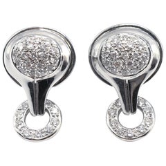 Antonini 14 Karat White Gold Diamond Door Knocker Post Drop Earrings