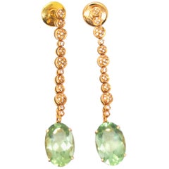 Antonini 18 Karat Pink Gold and Bright Green Amethyst Diamonds Earrings