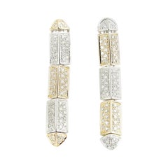Antonini 18 Karat Yellow and White Gold Diamond Drop Earrings