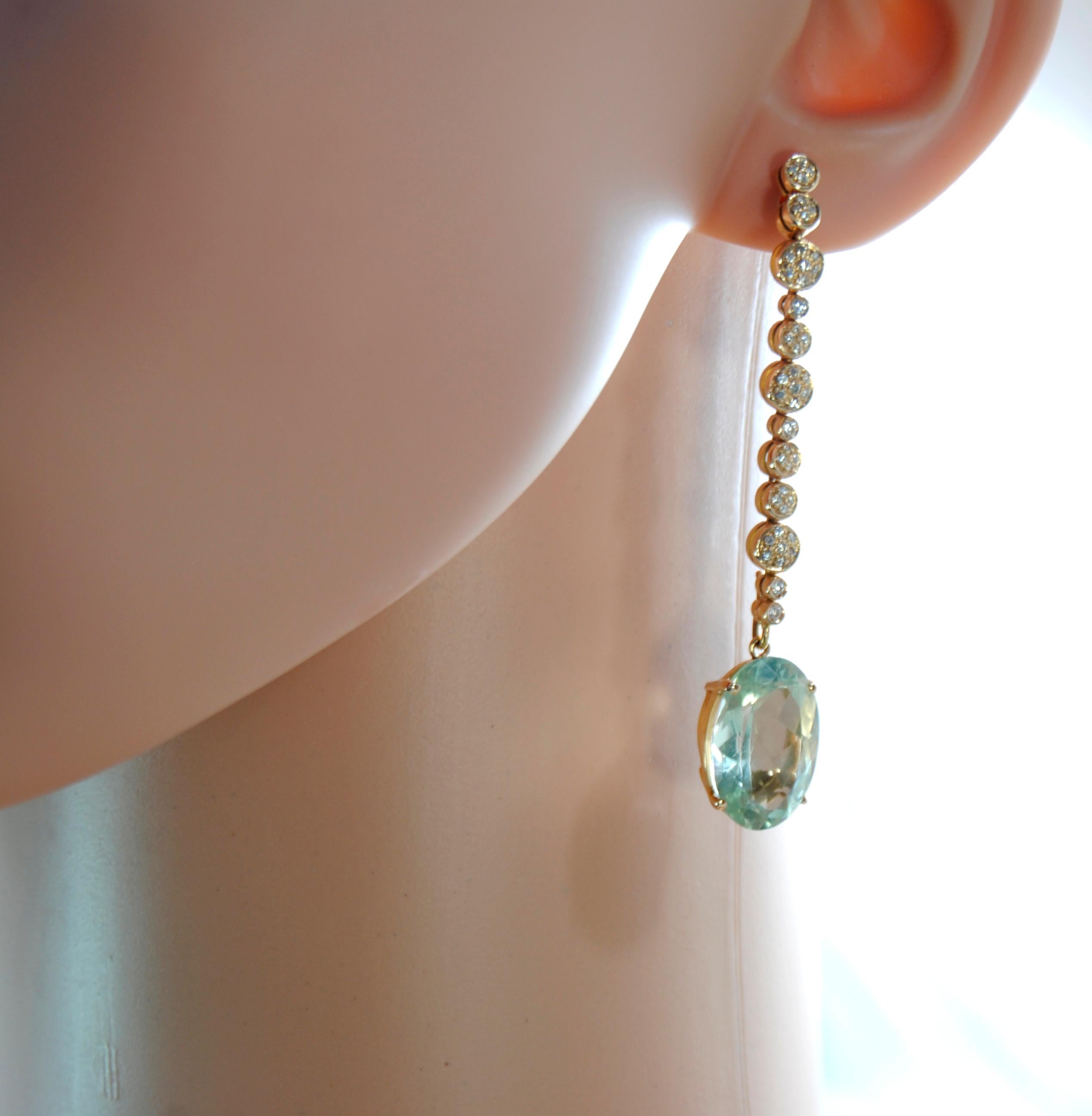 Antonini 18 Karat Pink Gold and Bright Green Amethyst Diamonds Earrings
 1