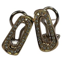 Antonini Boucles d'oreilles en or jaune 18 carats et diamants avec support oméga