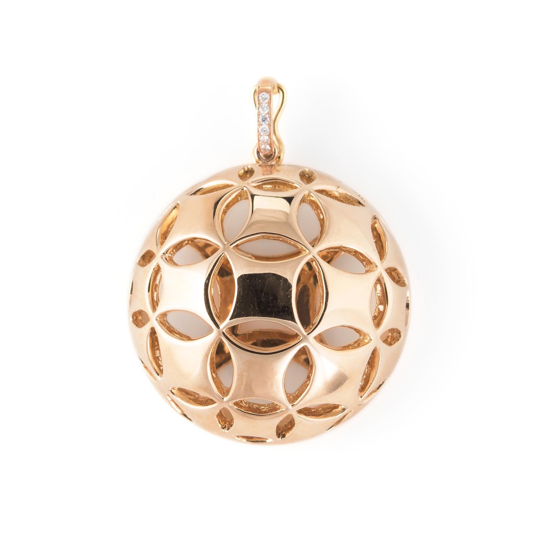 Modern Antonini Diamond Pendant 18 Karat Gold Circle Dome Estate Fine Jewelry, Italy For Sale