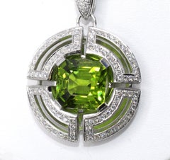 Antonini Gem Peridot Diamond Platinum Pendant Necklace