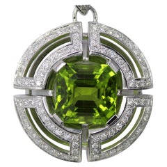 Antonini, Halskette mit Anhänger aus Platin mit Edelstein Peridot und Diamant