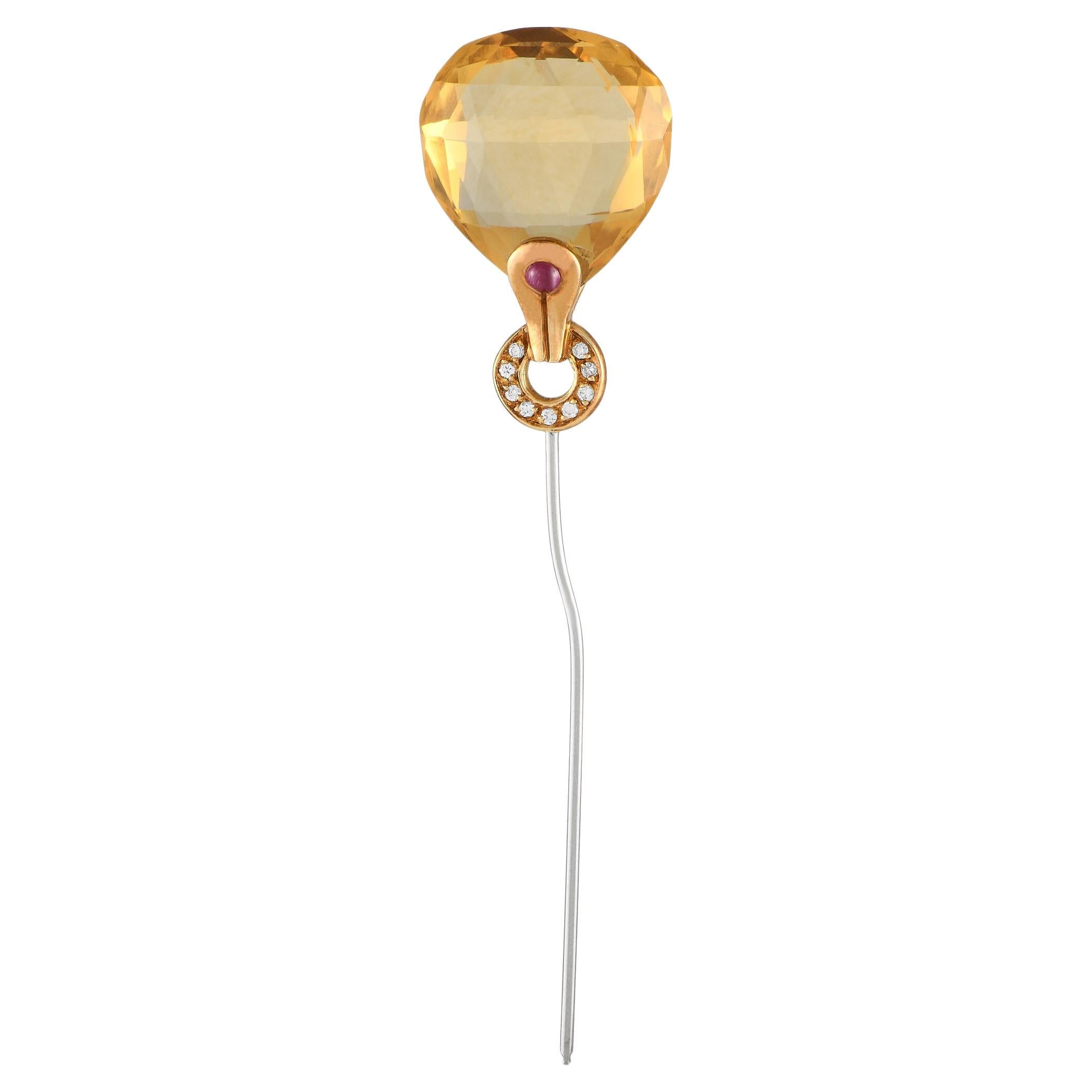 Antonini Gemstone Yellow Gold Pin