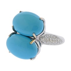 Antonini Gold Turquoise Diamond Cocktail Ring