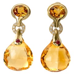 Antonini Milano 18K Gold Citrine, Diamond & Ruby Drop Earrings – Madeira Collect