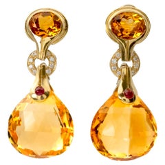 Antonini Milano 18K Gold Citrine, Diamond & Ruby Drop Earrings – Madeira Collect