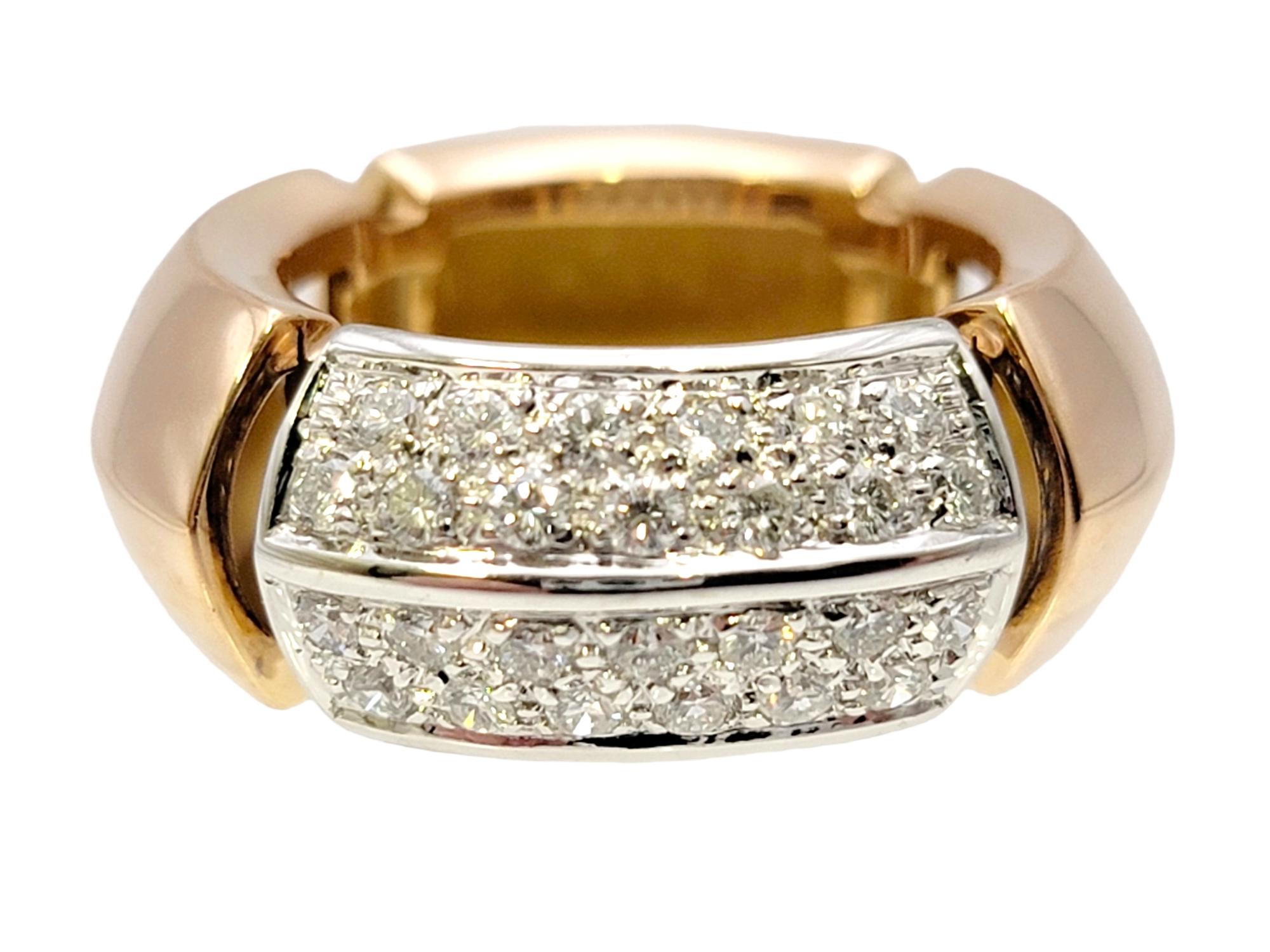 Ring size: 5.75

Sleek, contemporary diamond band ring by Italian designer, Antonini Milano. Since their foundation in 1919, Antonini has been creating timeless jewelry using top-quality craftsmanship and sophisticated designs. They are also winners