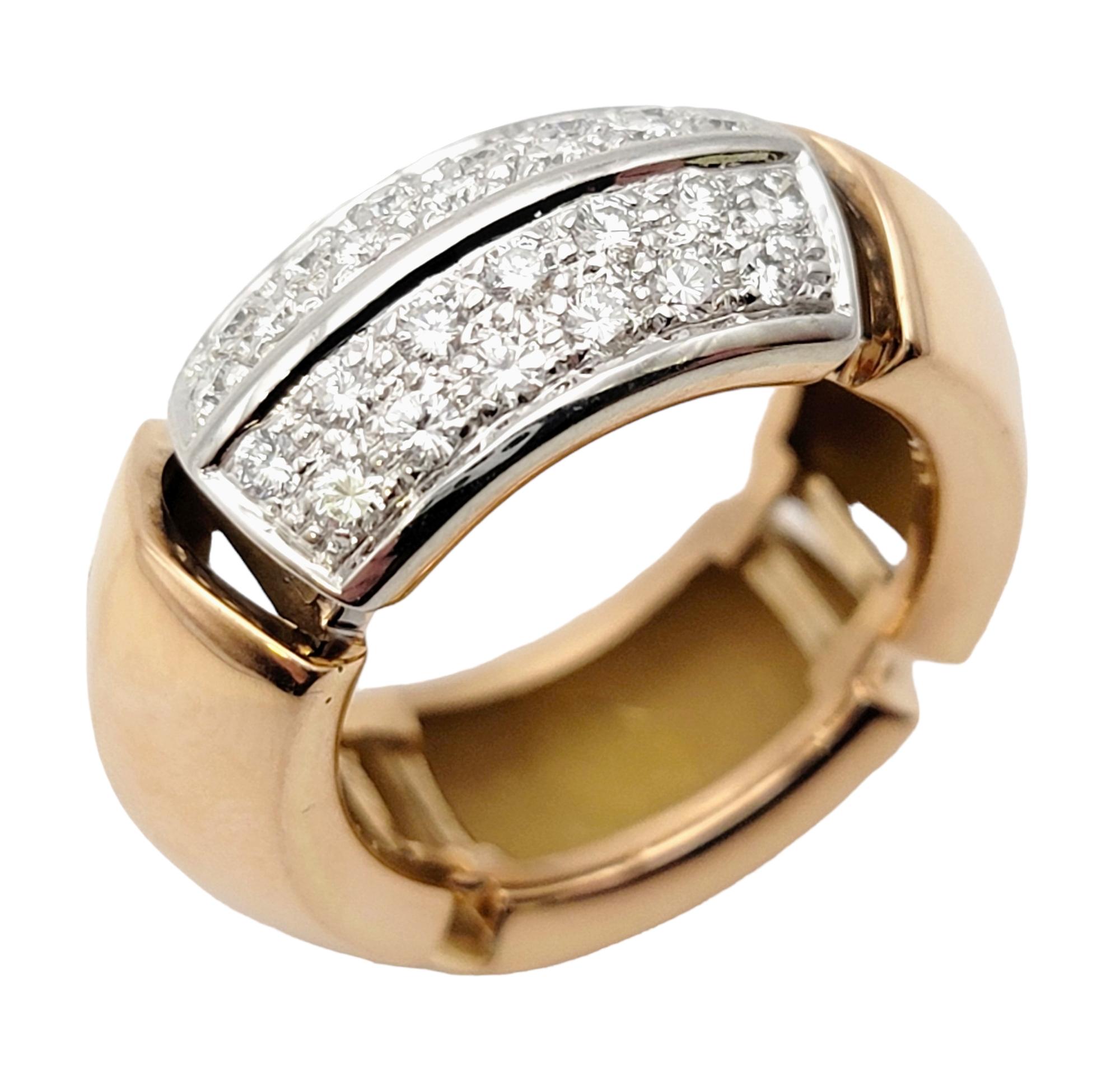 Contemporary Antonini Milano Diamond 'Tropez' Sectioned Band Ring in 18 Karat Rose Gold For Sale