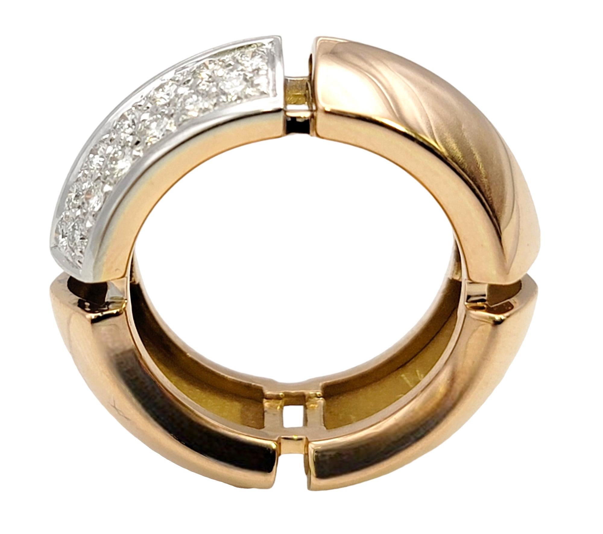 Round Cut Antonini Milano Diamond 'Tropez' Sectioned Band Ring in 18 Karat Rose Gold For Sale