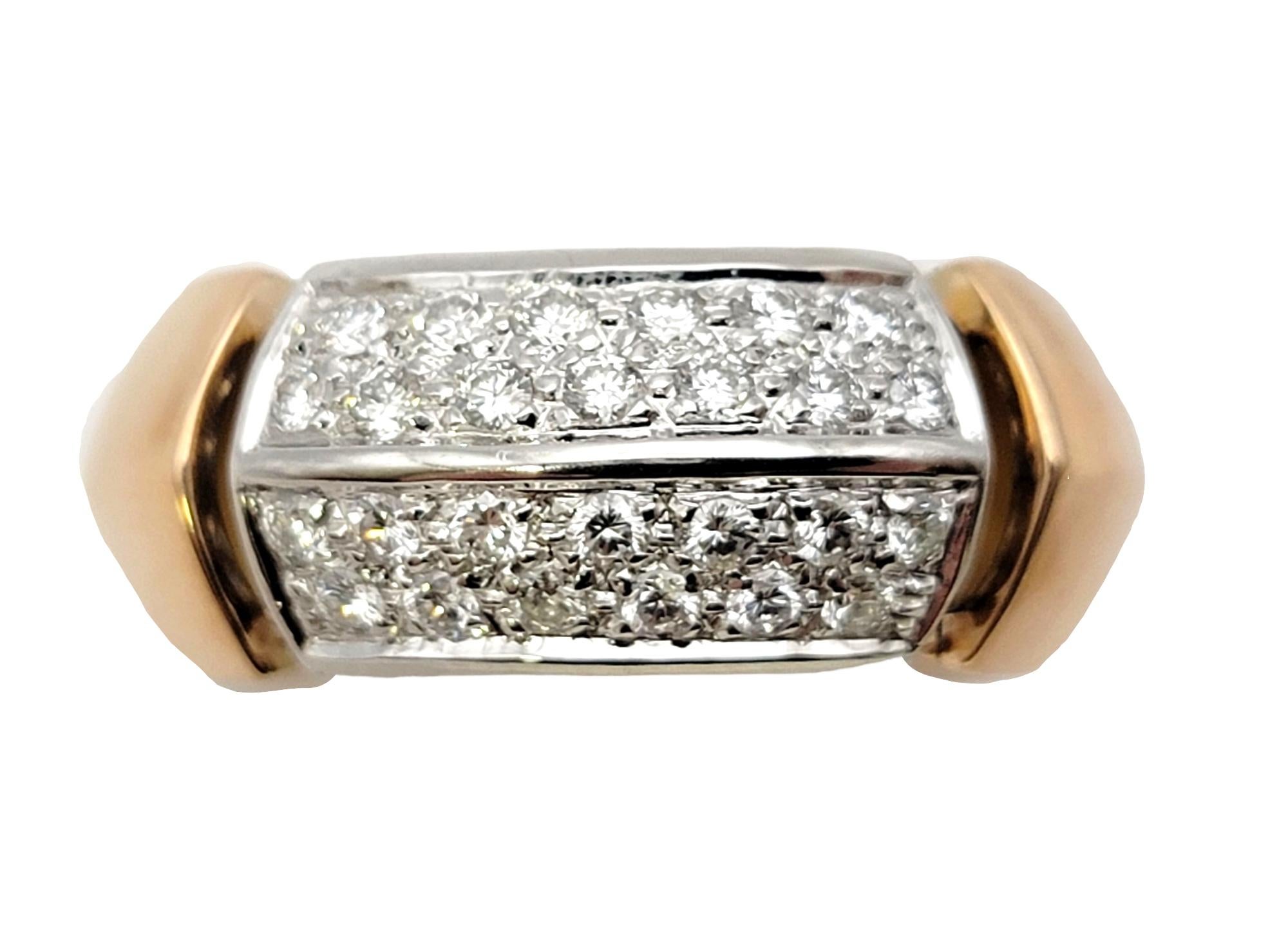 Antonini Milano Diamond 'Tropez' Sectioned Band Ring in 18 Karat Rose Gold For Sale 1