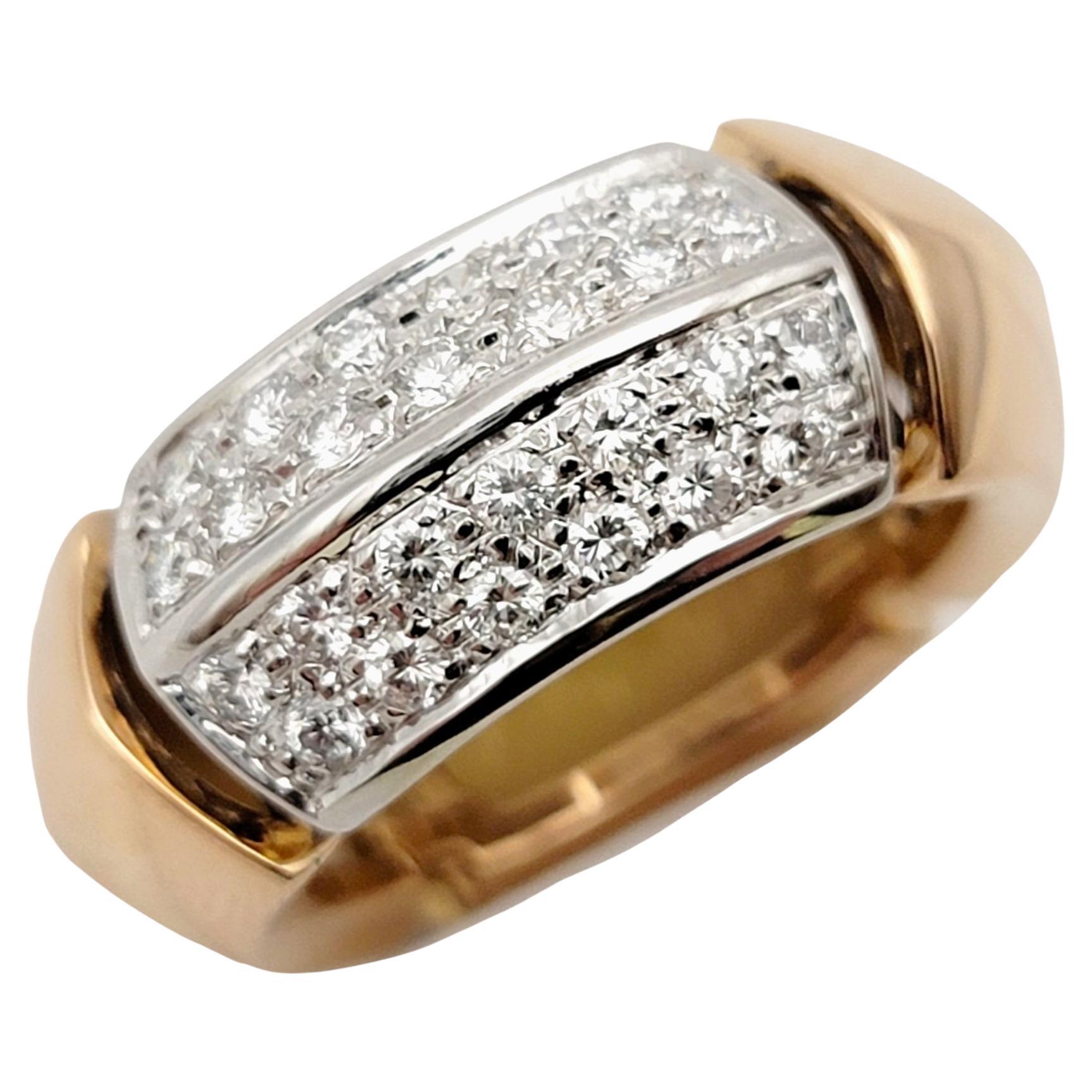 Antonini Milano Diamond 'Tropez' Sectioned Band Ring in 18 Karat Rose Gold For Sale