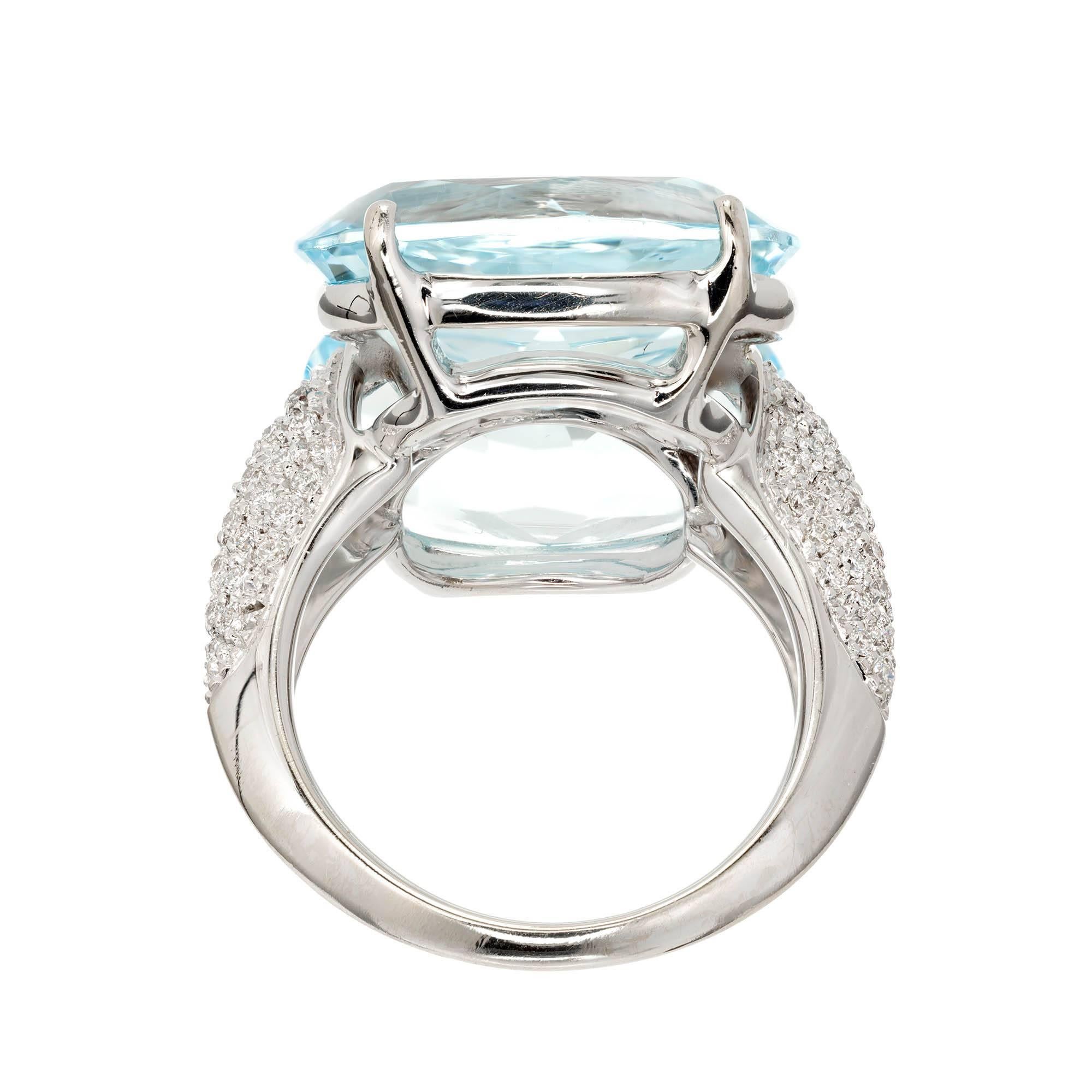 Antonini Panama Double 22,00 Karat Aquamarin Diamant Gold Cocktail-Ring im Zustand „Hervorragend“ im Angebot in Stamford, CT