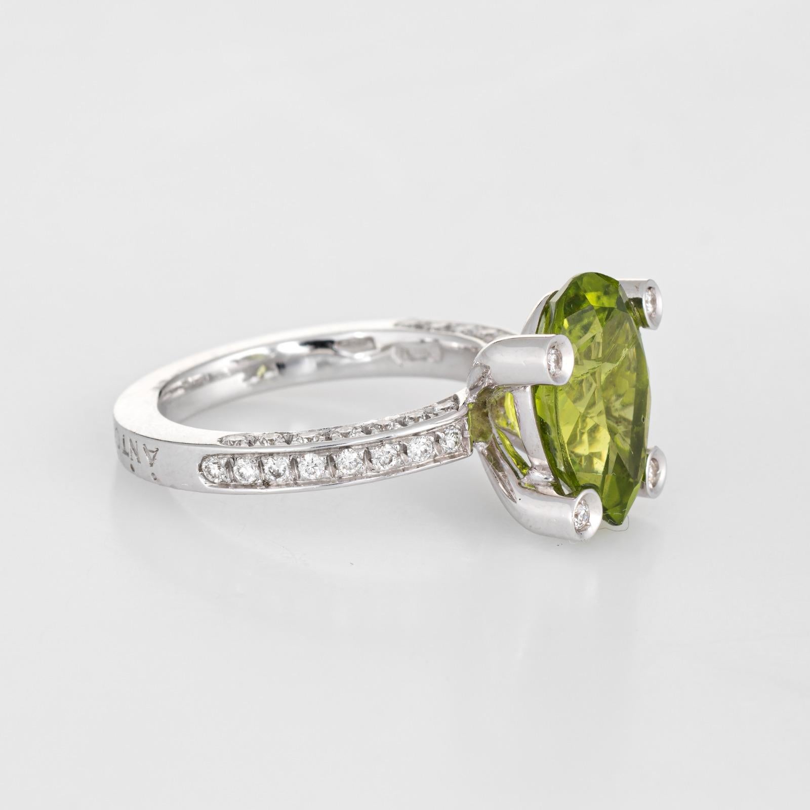 Antonini Peridot-Diamant-Ring 18k Weißgold feiner Designer-Schmuck-Cocktail (Zeitgenössisch) im Angebot