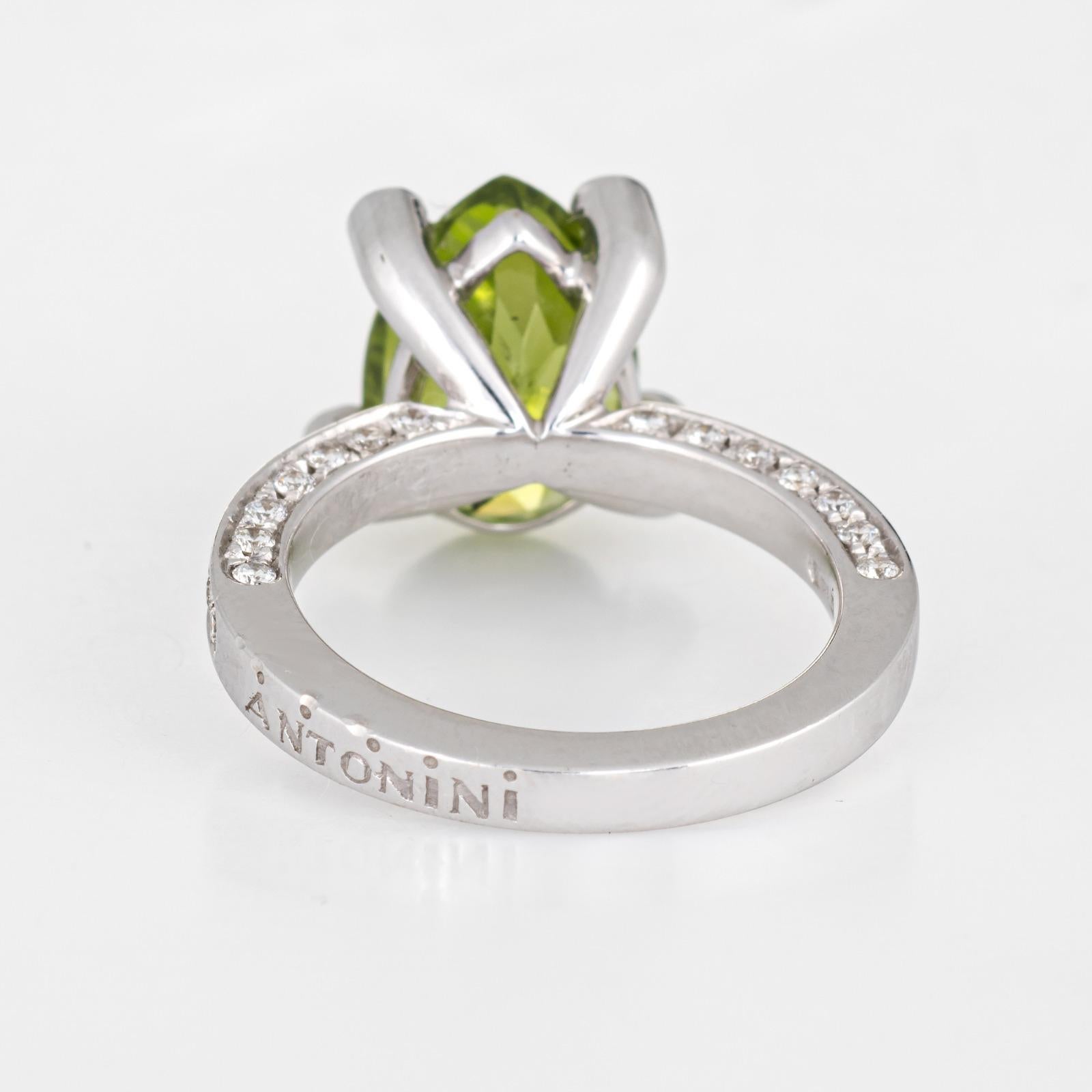 Contemporary Antonini Peridot Diamond Ring 18k White Gold Fine Designer Jewelry Cocktail For Sale